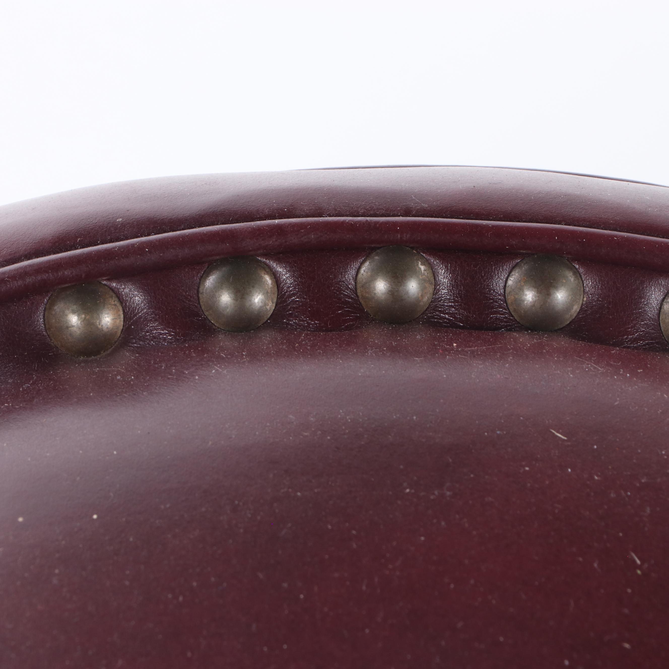 Bob Timberlake Burgundy Leather and Brass-Tacked Club Chair with Ottoman