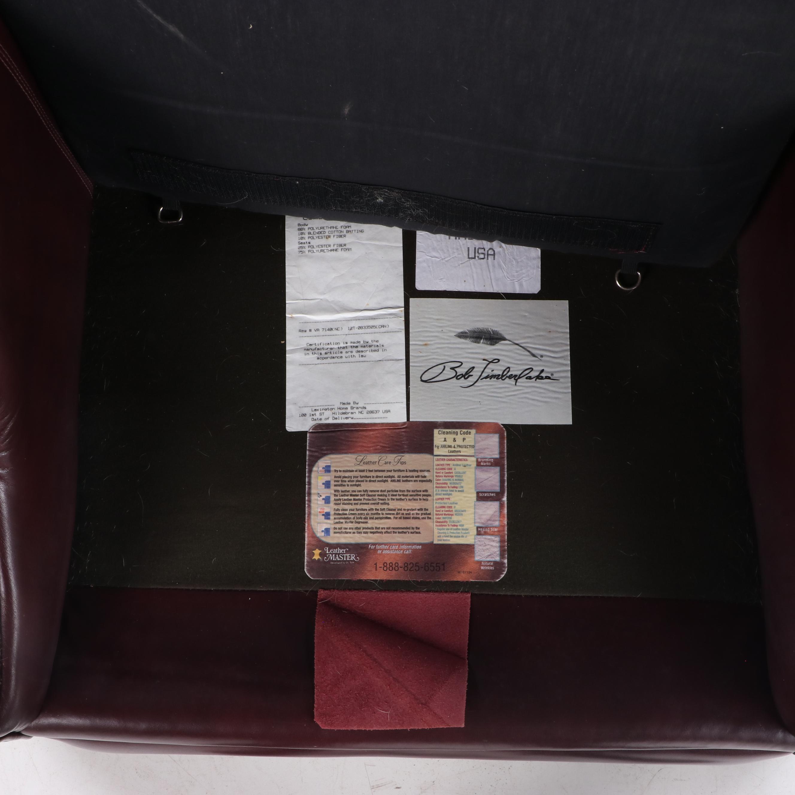 Bob Timberlake Burgundy Leather and Brass-Tacked Club Chair with Ottoman