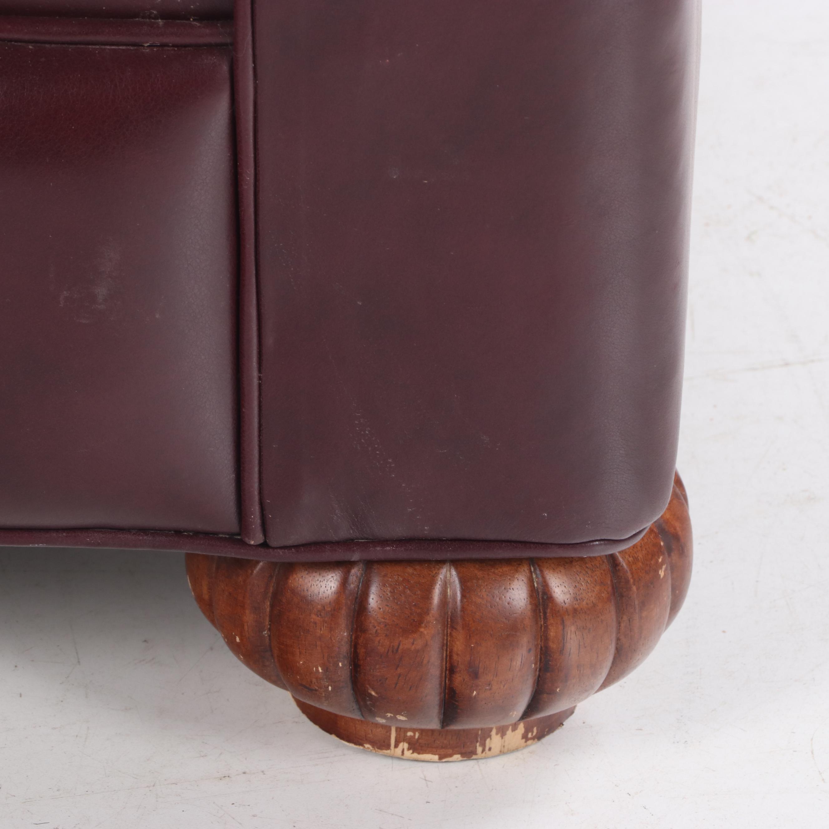 Bob Timberlake Burgundy Leather and Brass-Tacked Club Chair with Ottoman