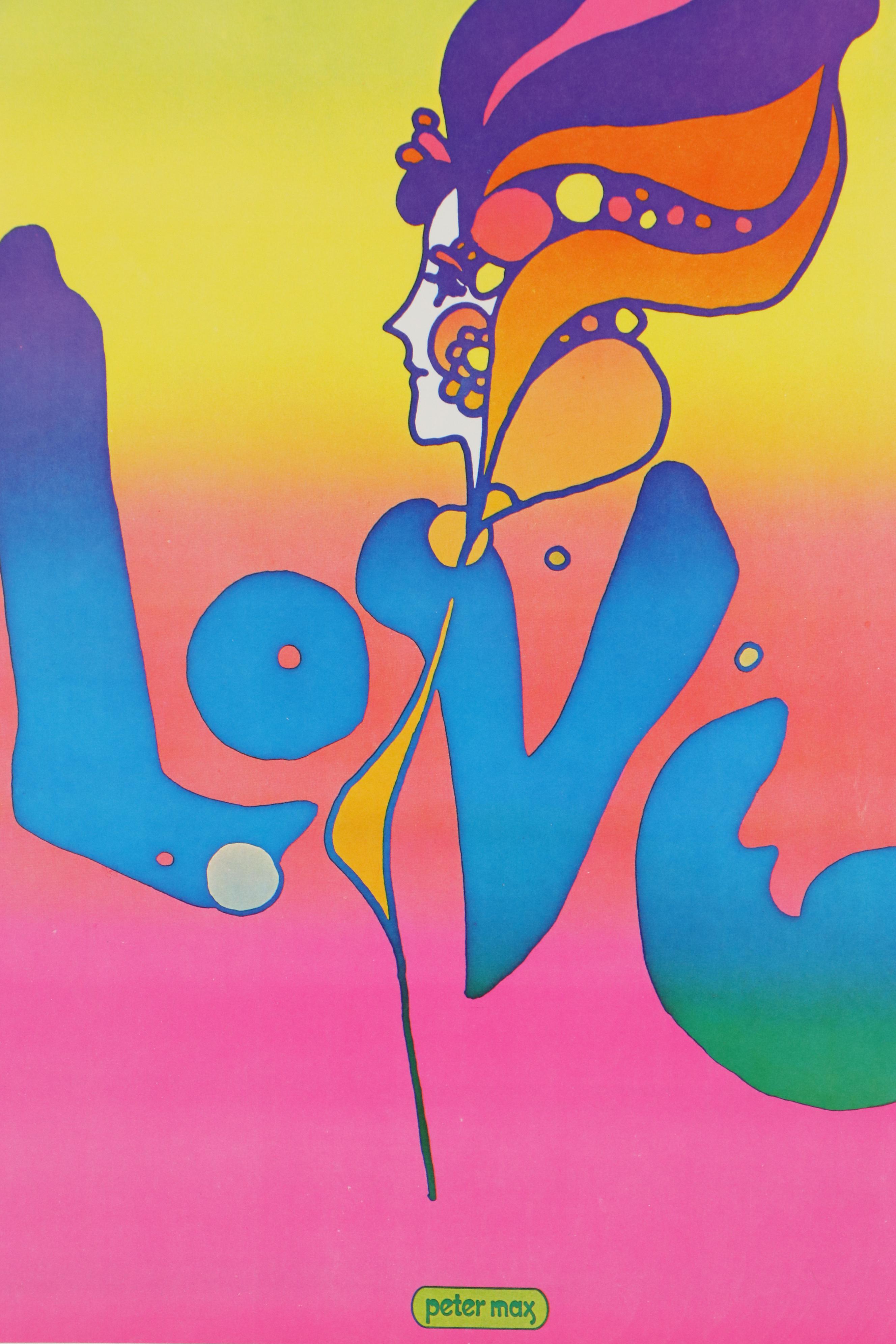 Peter Max Offset Lithographs "Toulouse Lautrec" and "Love," 1970