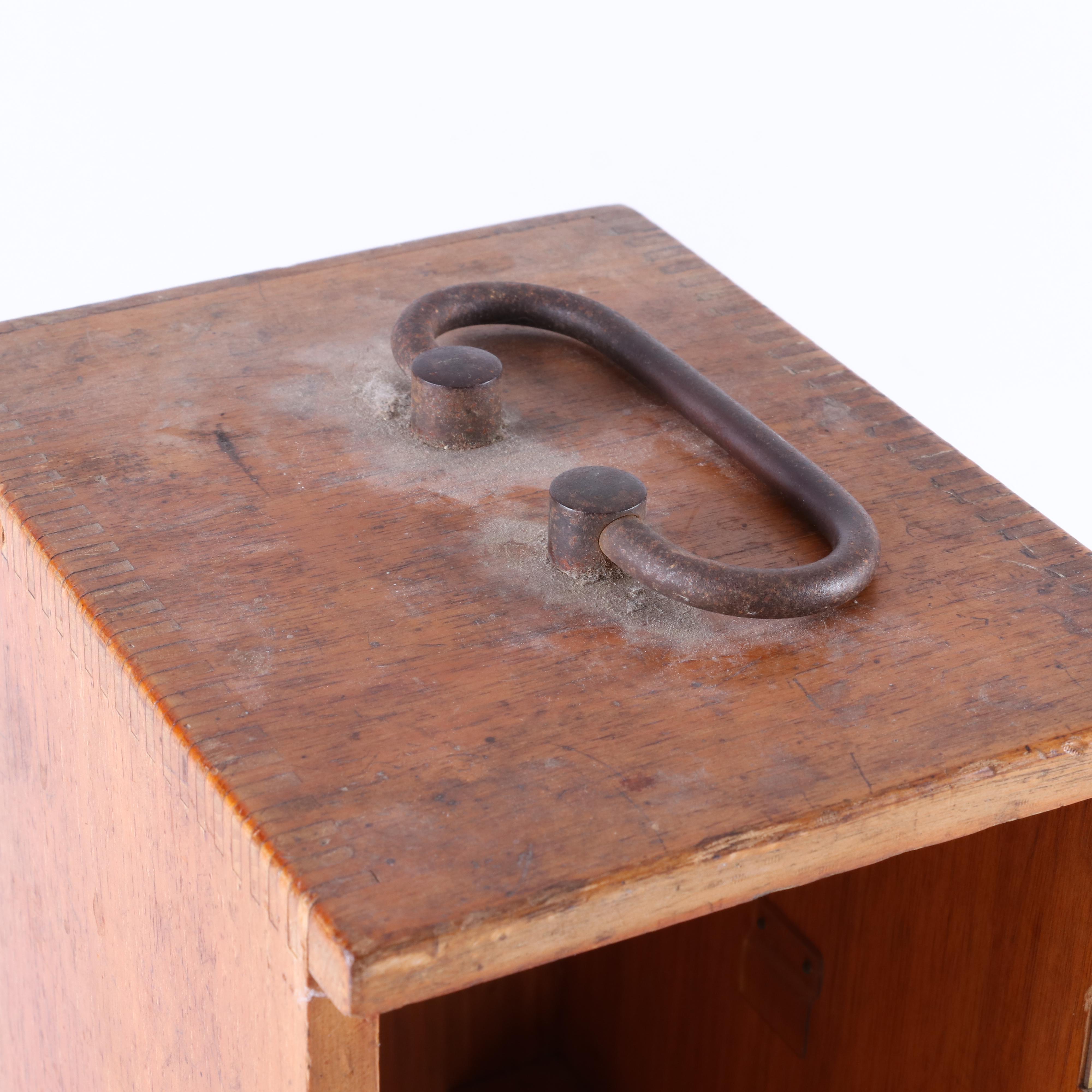 Bausch and Lomb Jug Handle Microscope with Oak Carry Case, Early 20th C