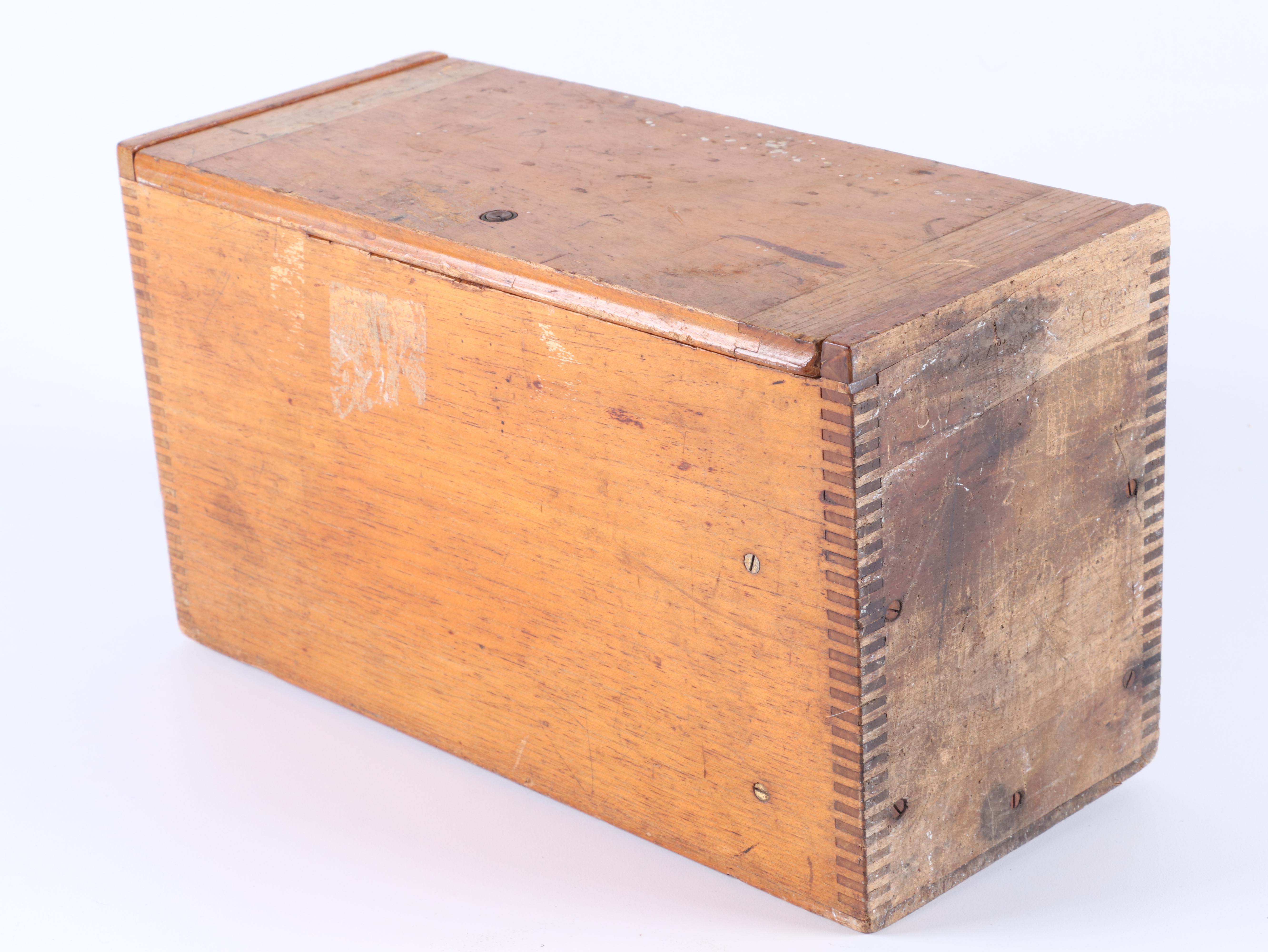 Bausch and Lomb Jug Handle Microscope with Oak Carry Case, Early 20th C