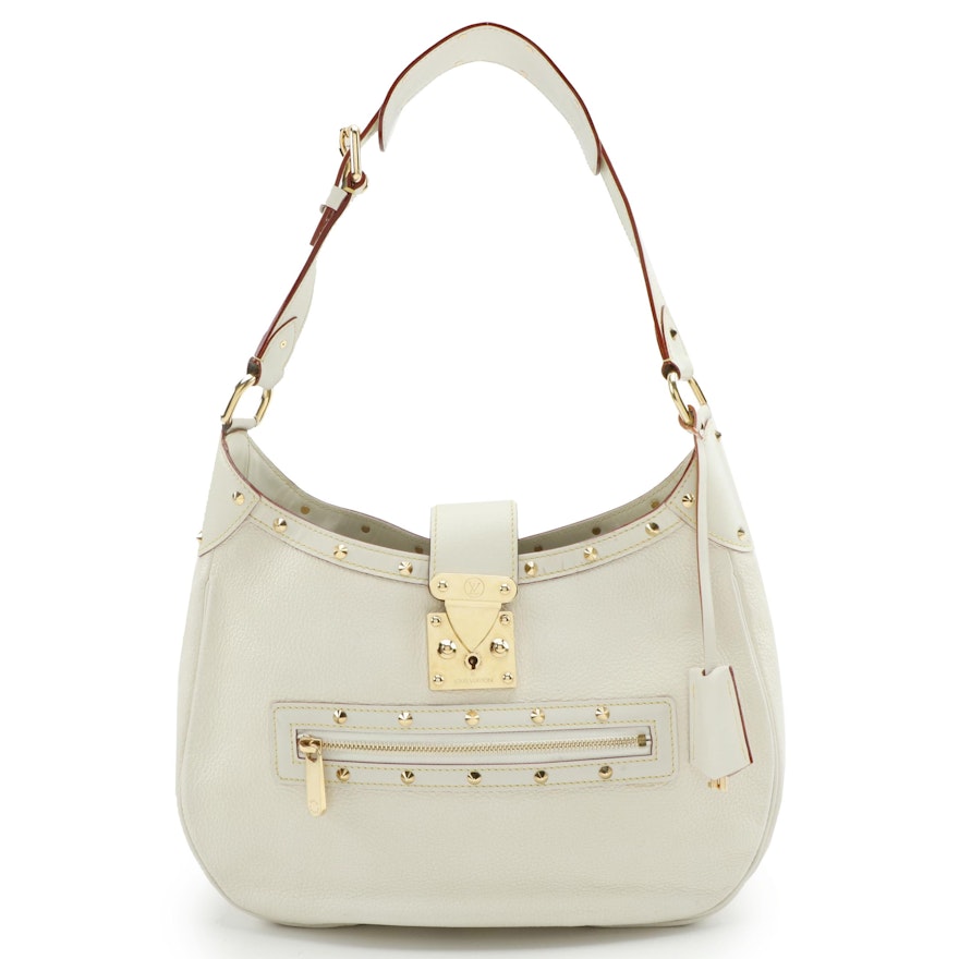 Louis Vuitton L'Affriolant White Suhali Leather Hobo Bag
