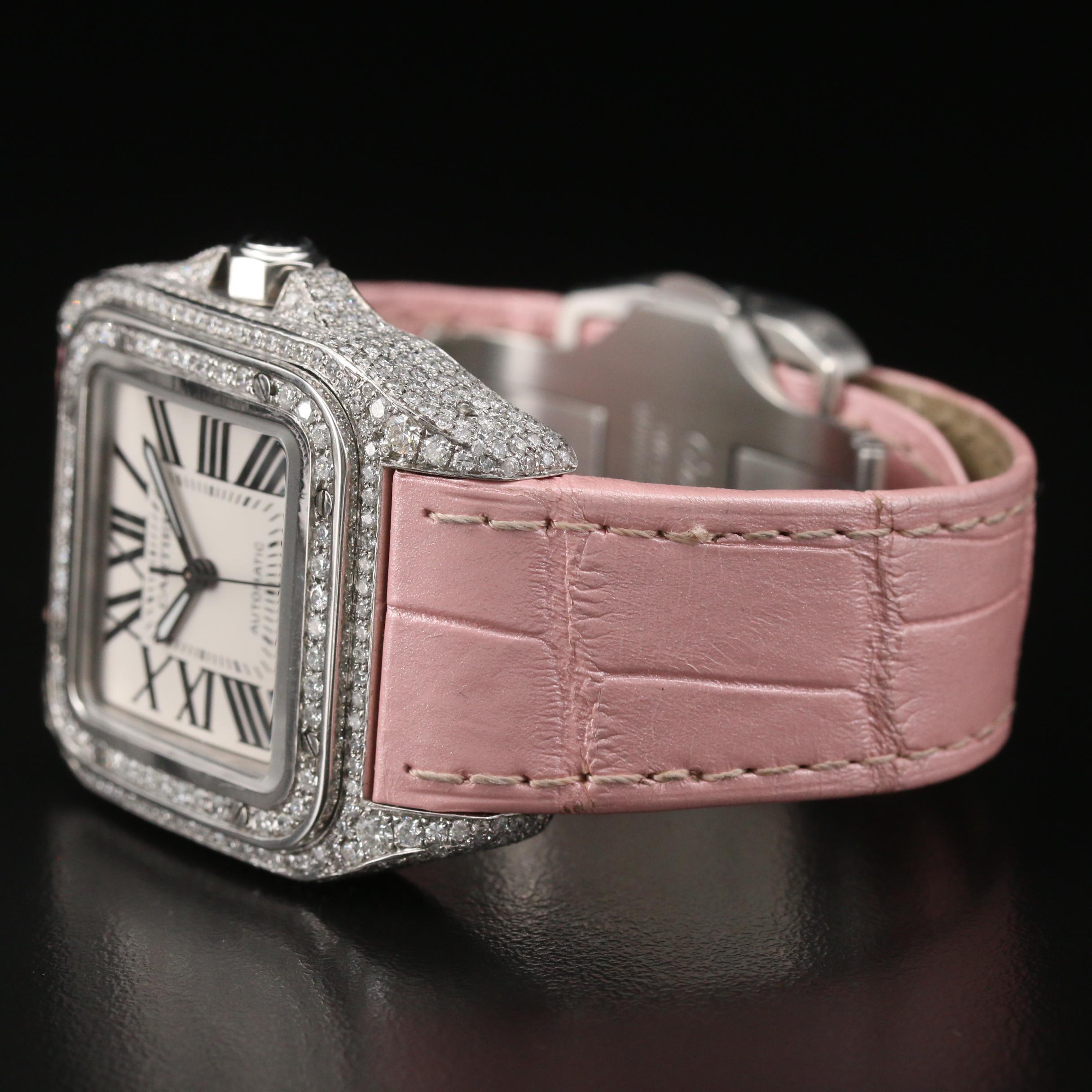 Cartier "Santos 100" Custom 3.71 CTW Diamond Dial and Stainless Steel Watch
