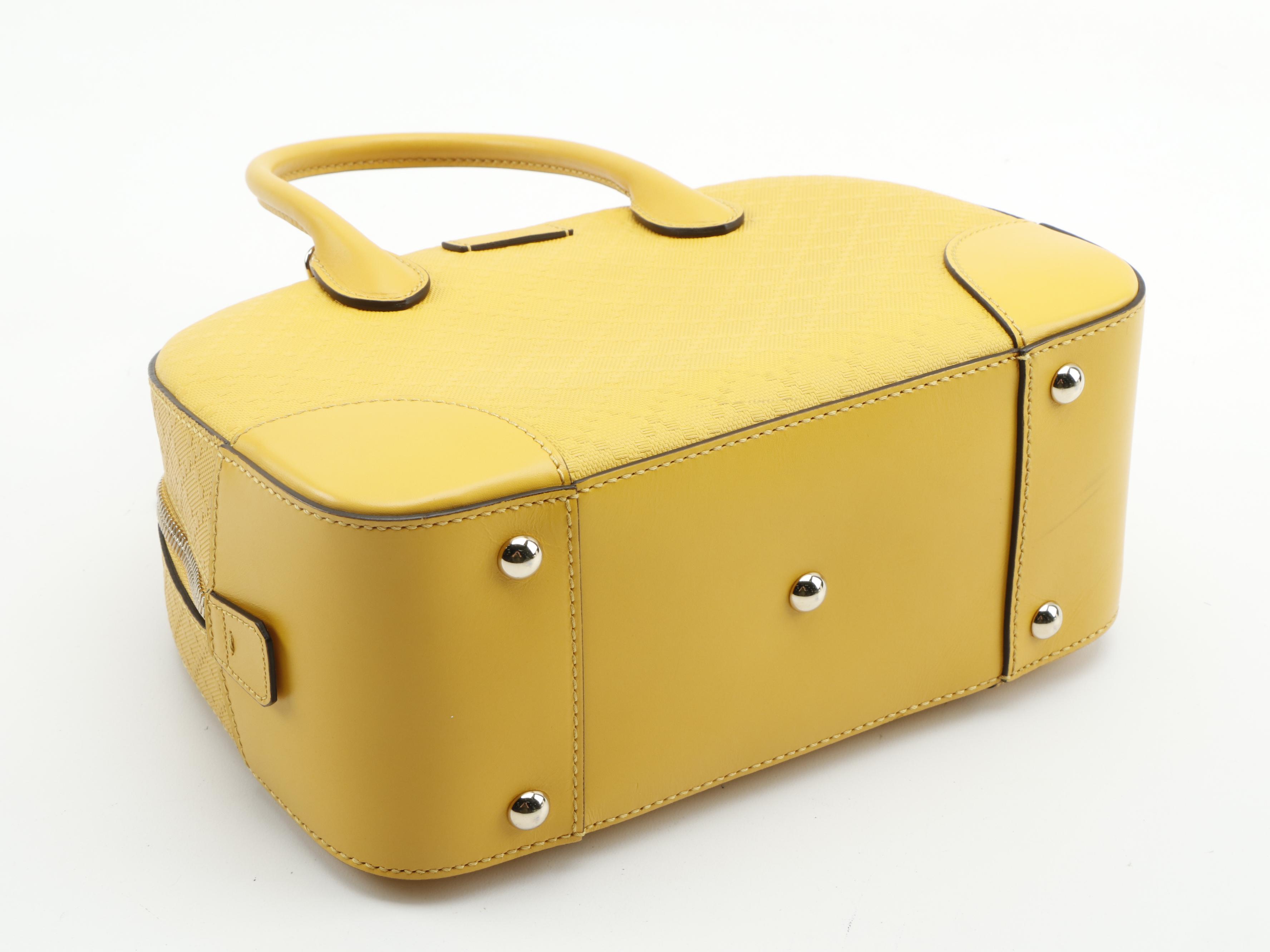 Gucci Top Handle Bag in Yellow Diamante Leather with Detachable Shoulder Strap