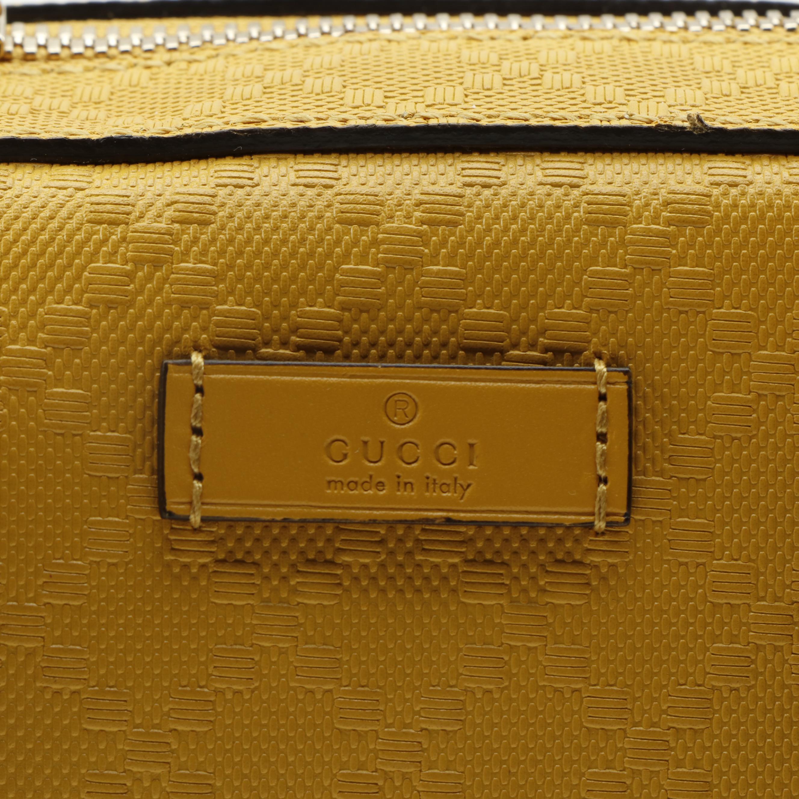 Gucci Top Handle Bag in Yellow Diamante Leather with Detachable Shoulder Strap