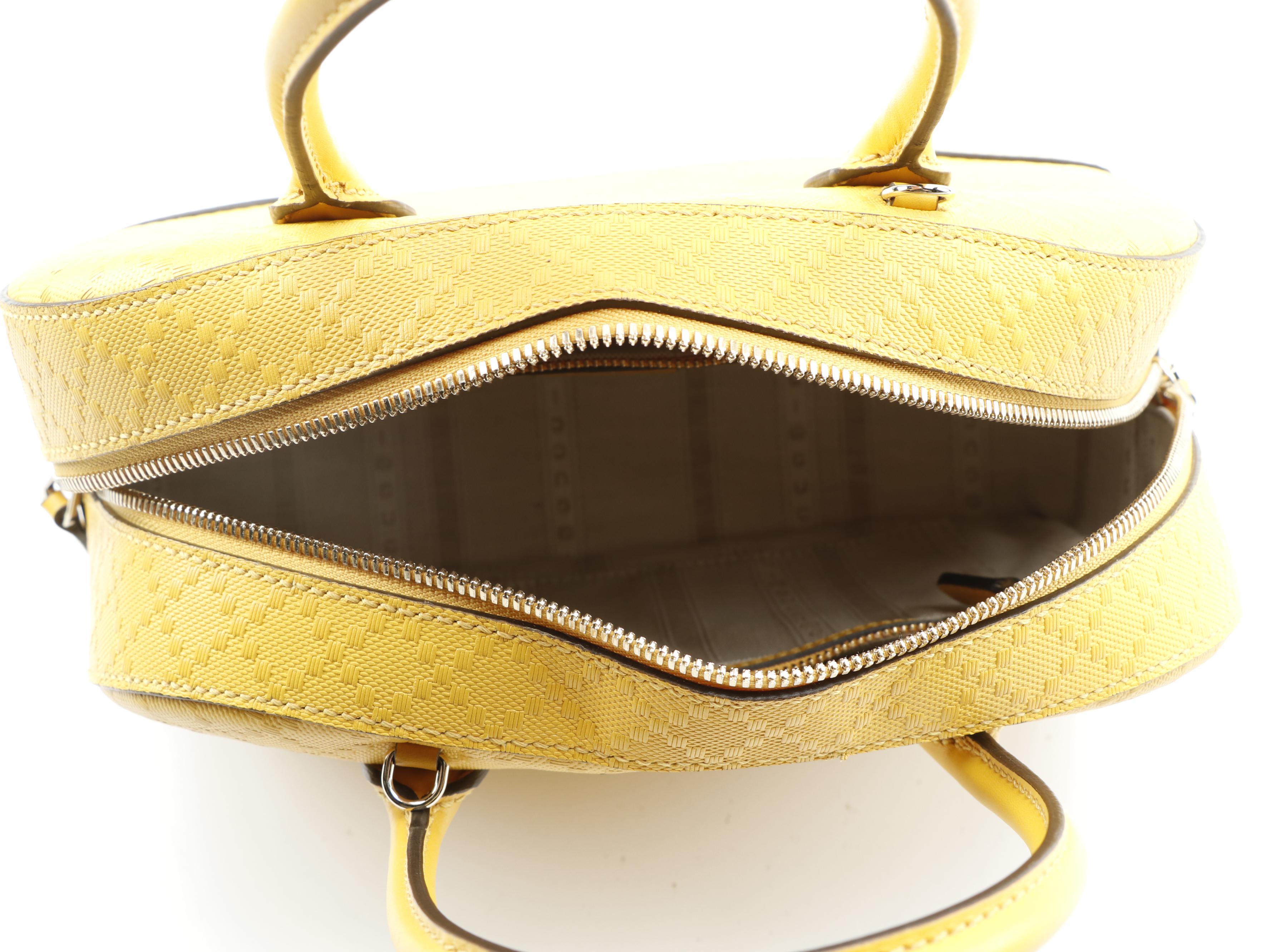 Gucci Top Handle Bag in Yellow Diamante Leather with Detachable Shoulder Strap