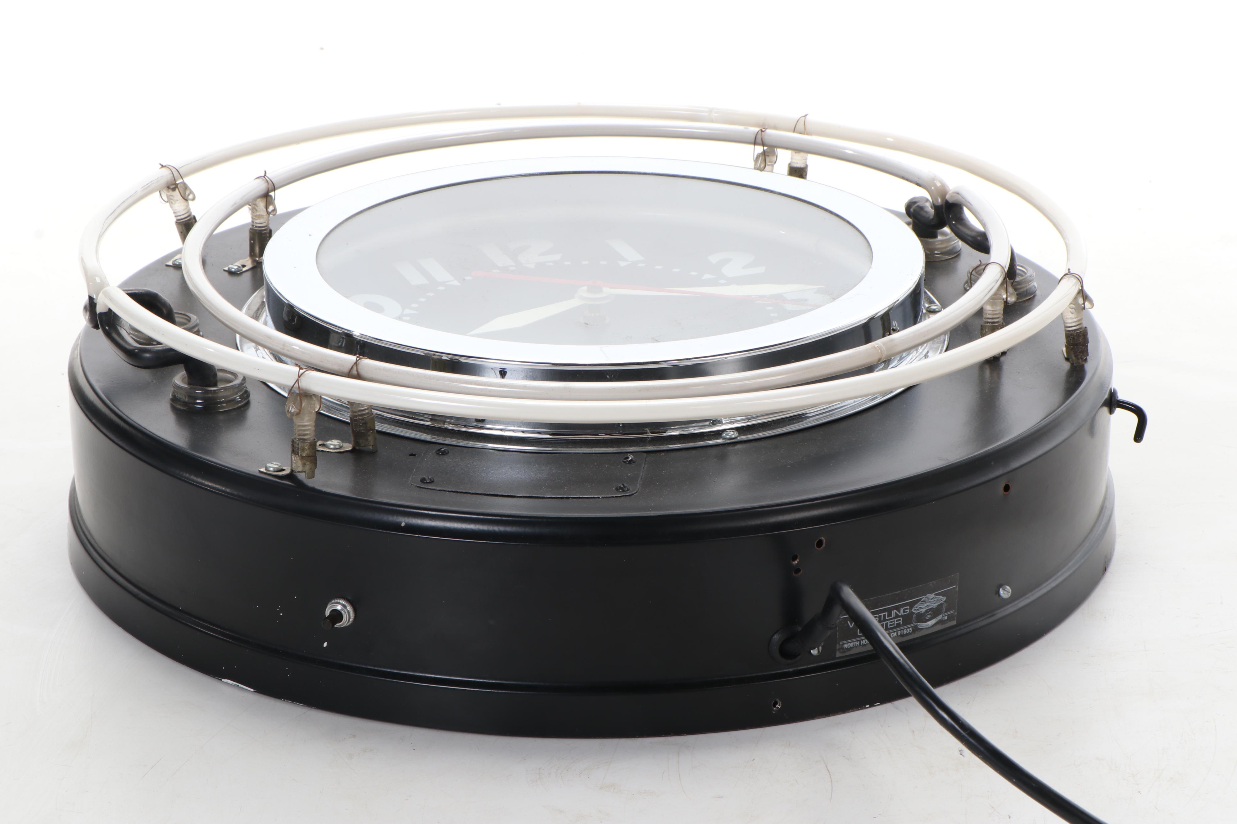 Whistling Oyster Restored  Black Shane Neon Clock