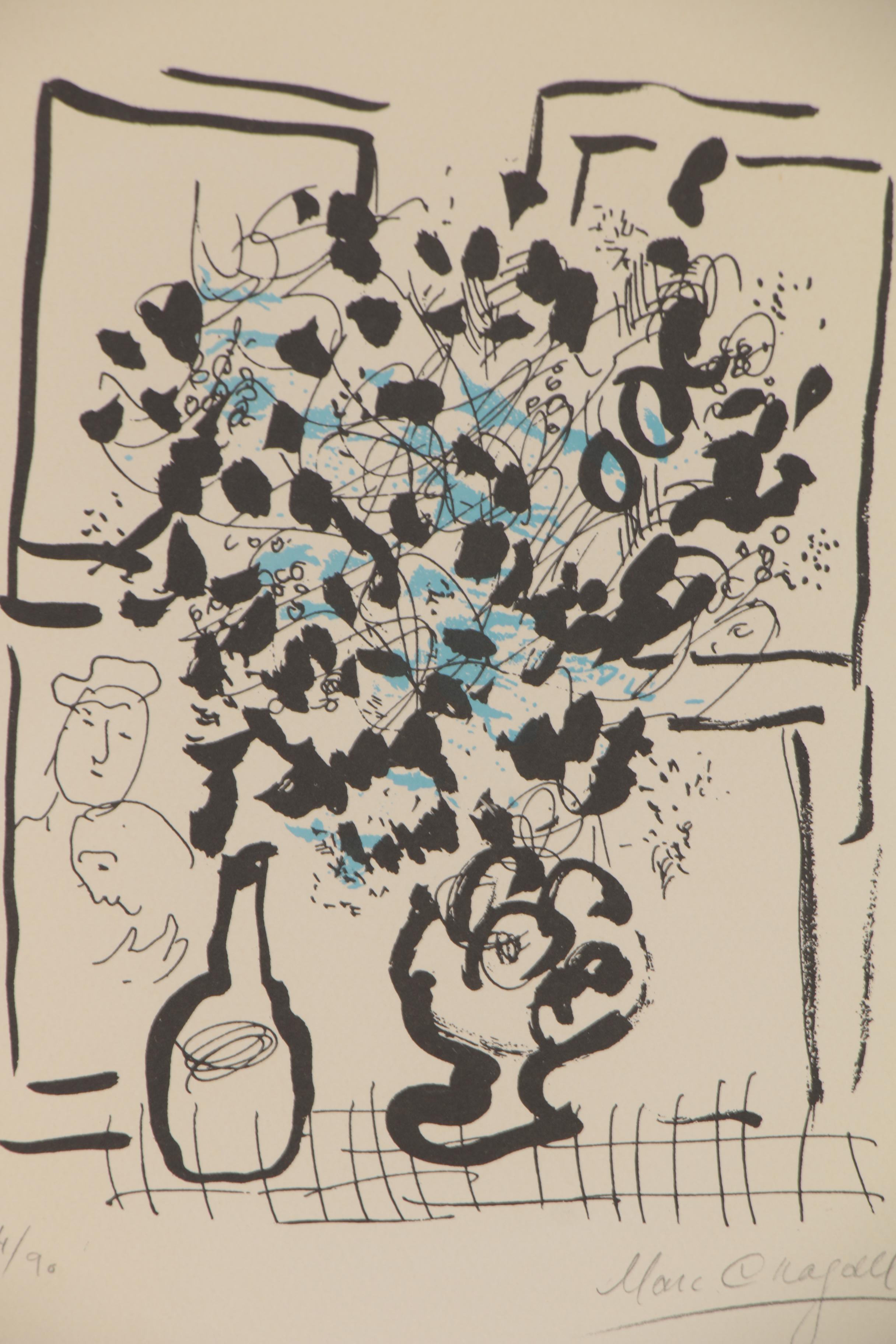 Marc Chagall Lithograph "Le Bouquet Noir et Bleu," 1957