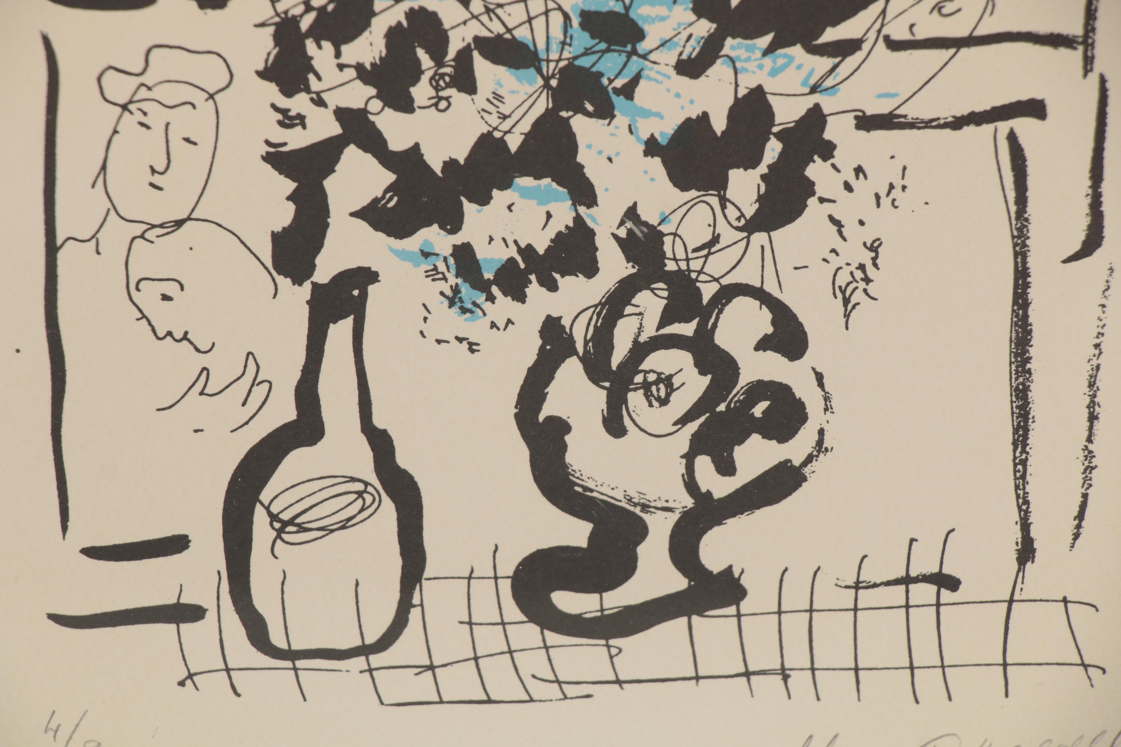 Marc Chagall Lithograph "Le Bouquet Noir et Bleu," 1957