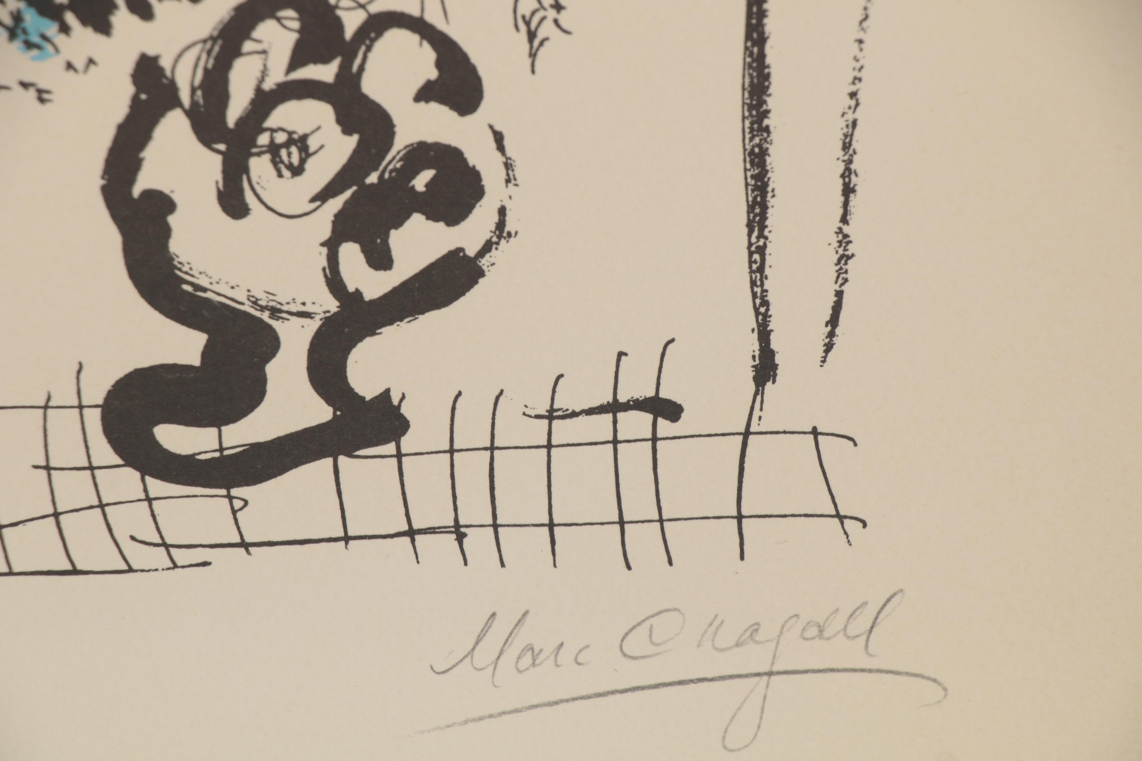 Marc Chagall Lithograph "Le Bouquet Noir et Bleu," 1957