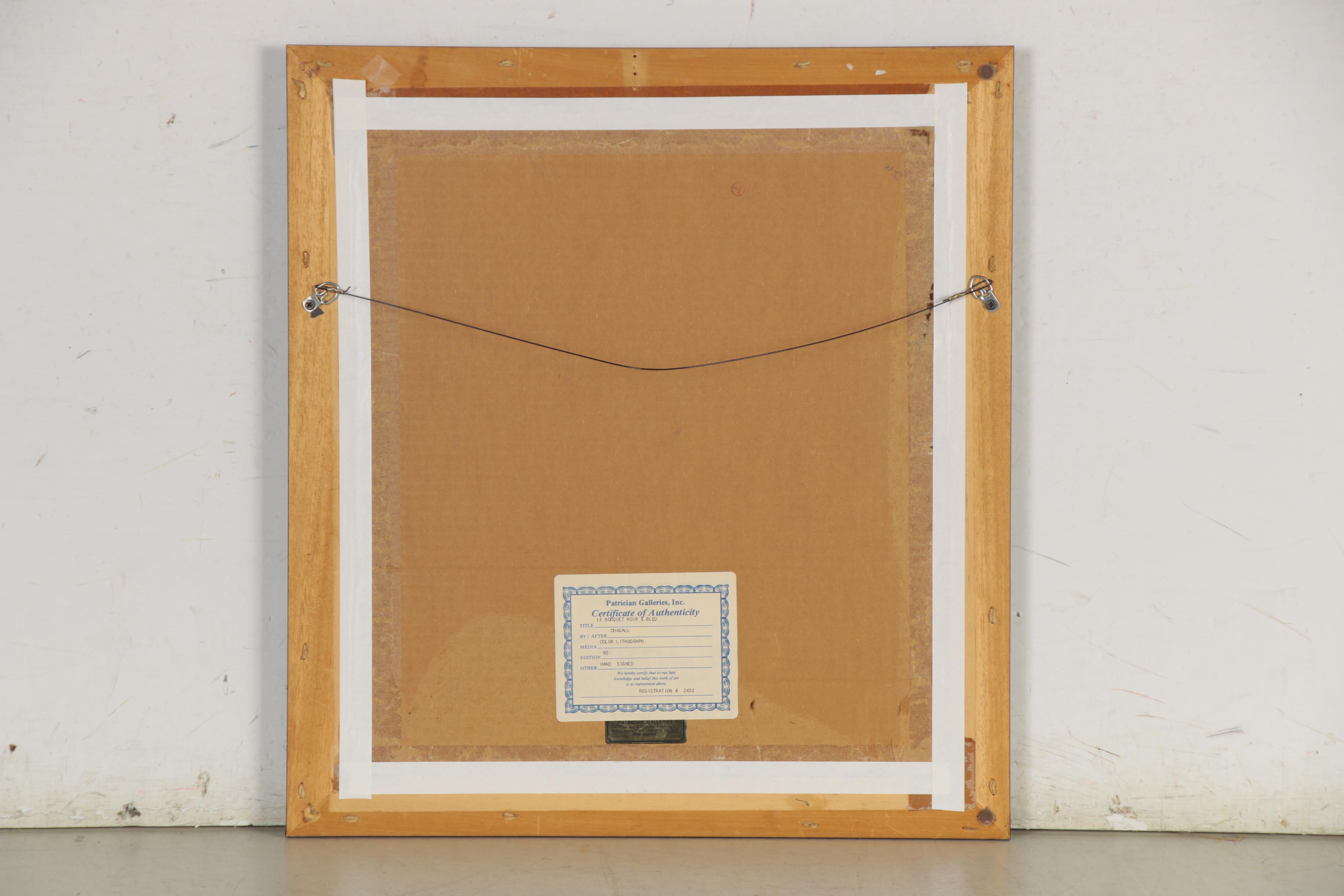 Marc Chagall Lithograph "Le Bouquet Noir et Bleu," 1957