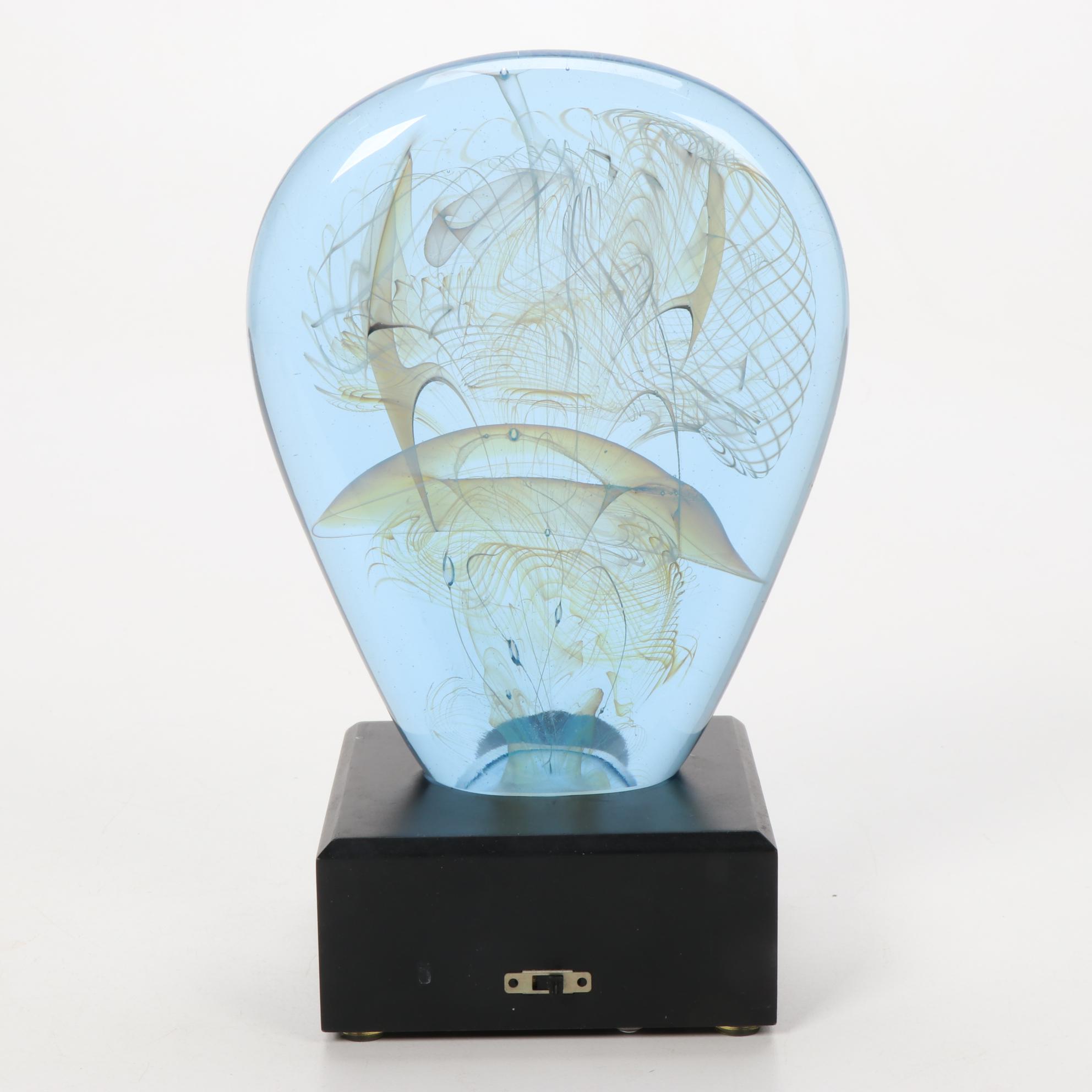 Bill Slade Handblown Art Glass with Illuminating Base, 1990