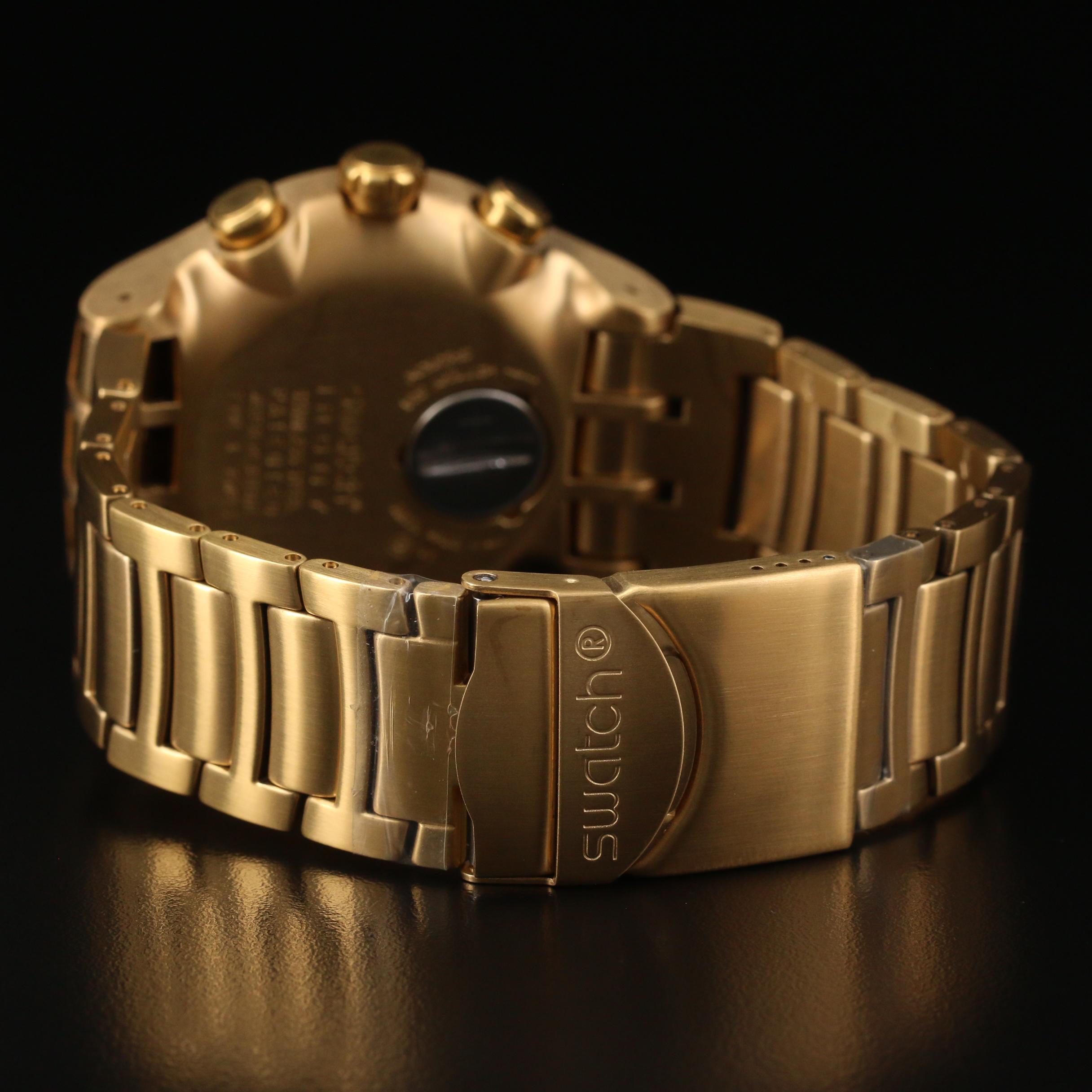 2006 Swatch Irony Golden Chest Chrono Gold Tone Stainless Steel Watch