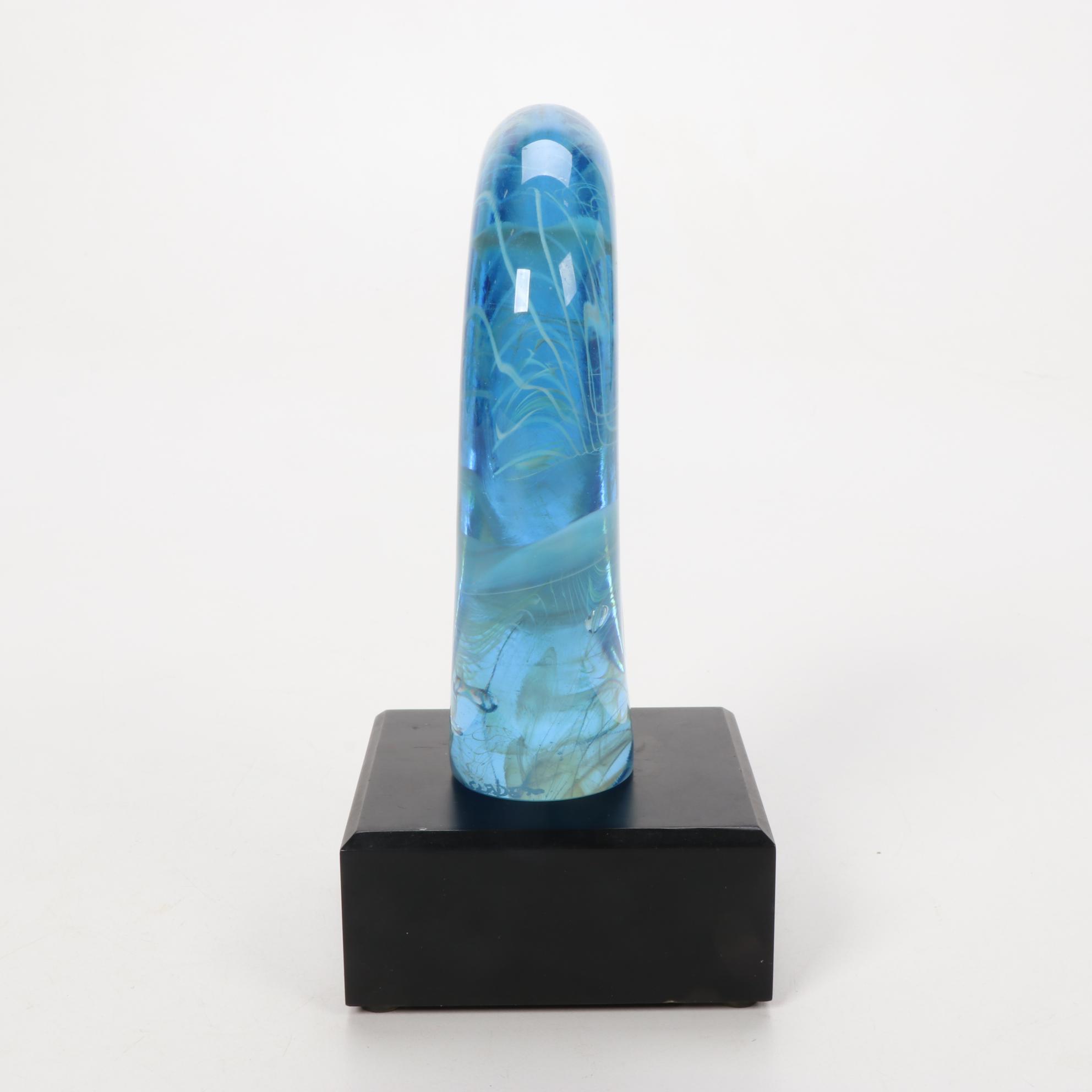 Bill Slade Handblown Art Glass with Illuminating Base, 1990