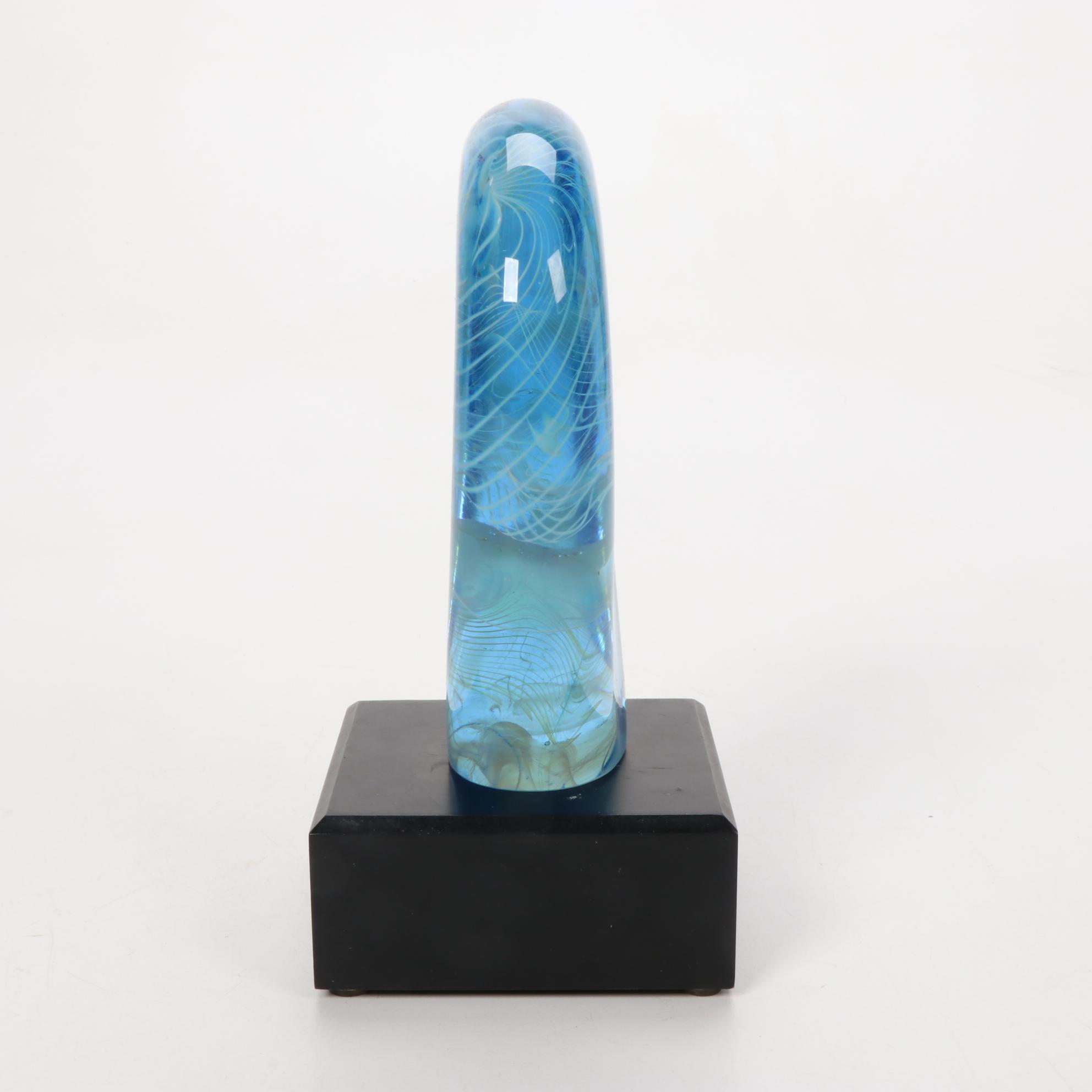 Bill Slade Handblown Art Glass with Illuminating Base, 1990