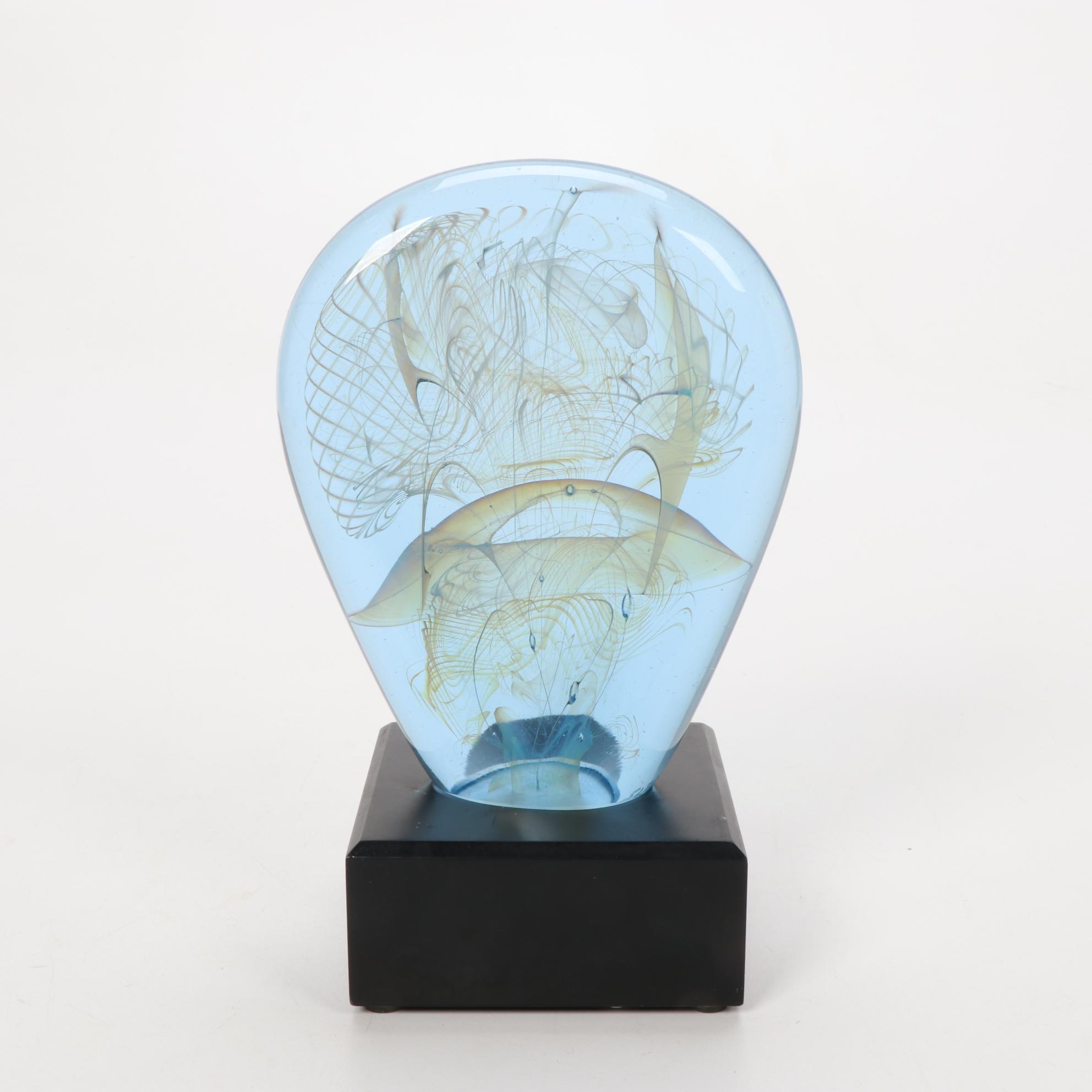 Bill Slade Handblown Art Glass with Illuminating Base, 1990