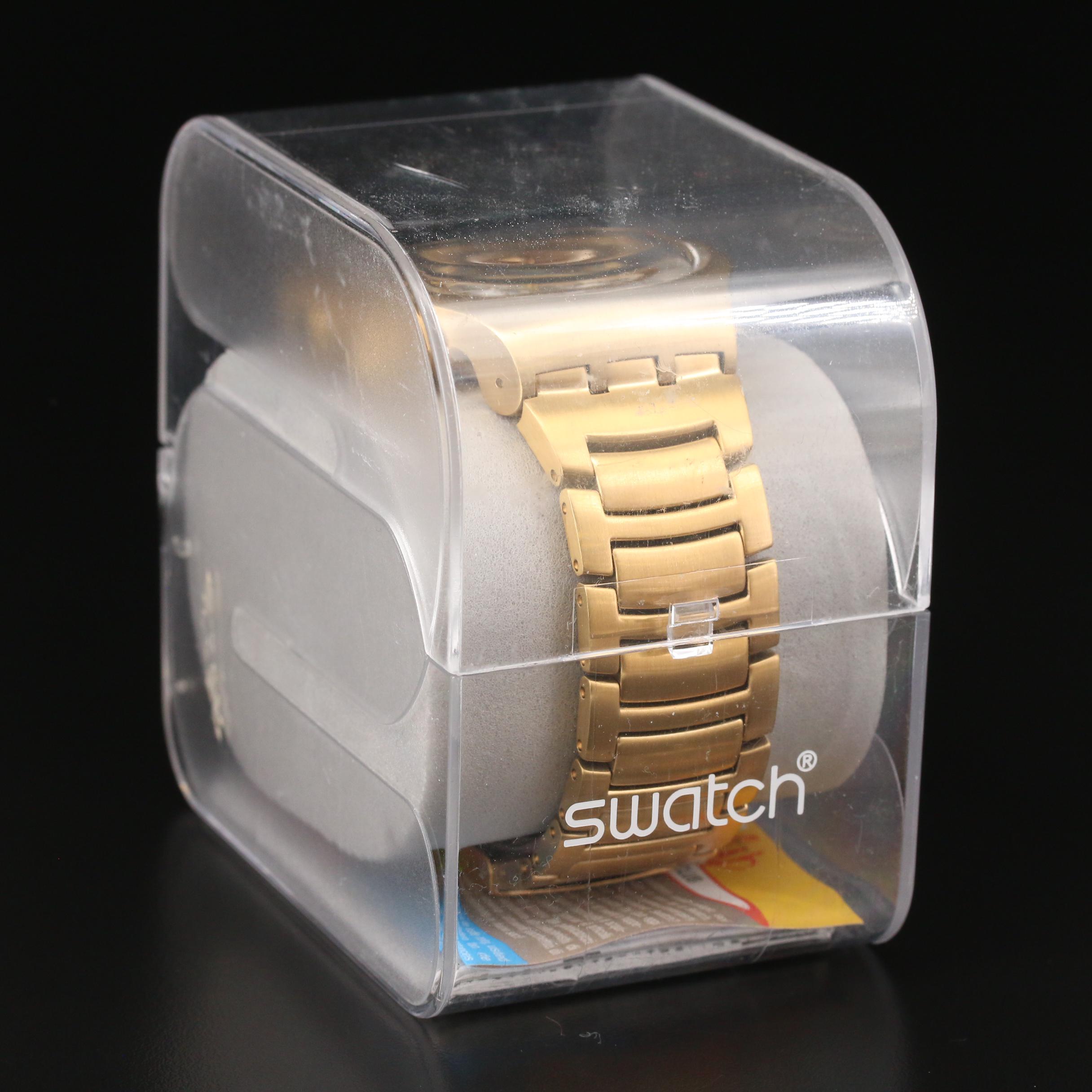 2006 Swatch Irony Golden Chest Chrono Gold Tone Stainless Steel Watch