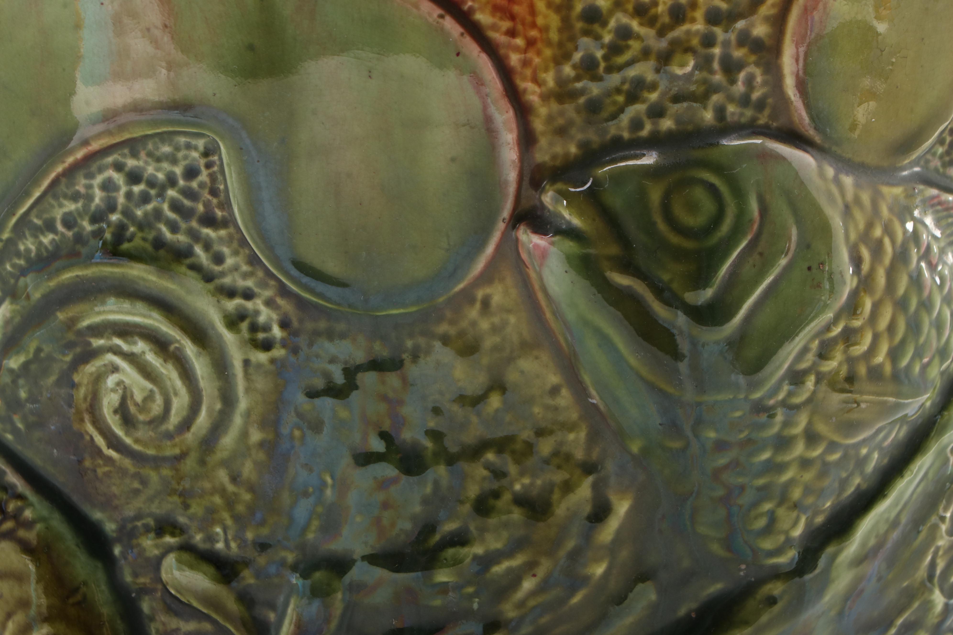 Bretby Pottery Fish and Waves Vase, Late 19th Century