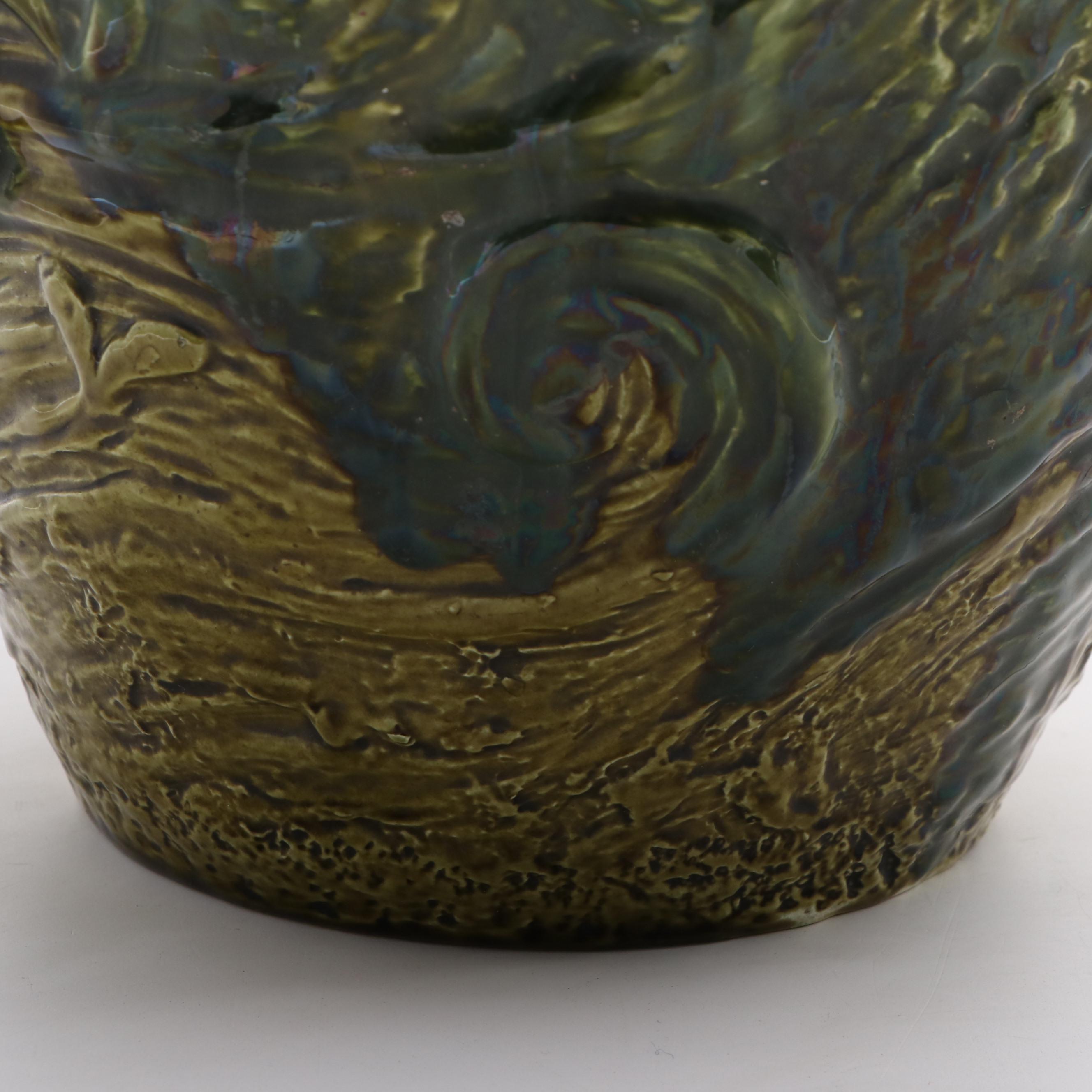 Bretby Pottery Fish and Waves Vase, Late 19th Century