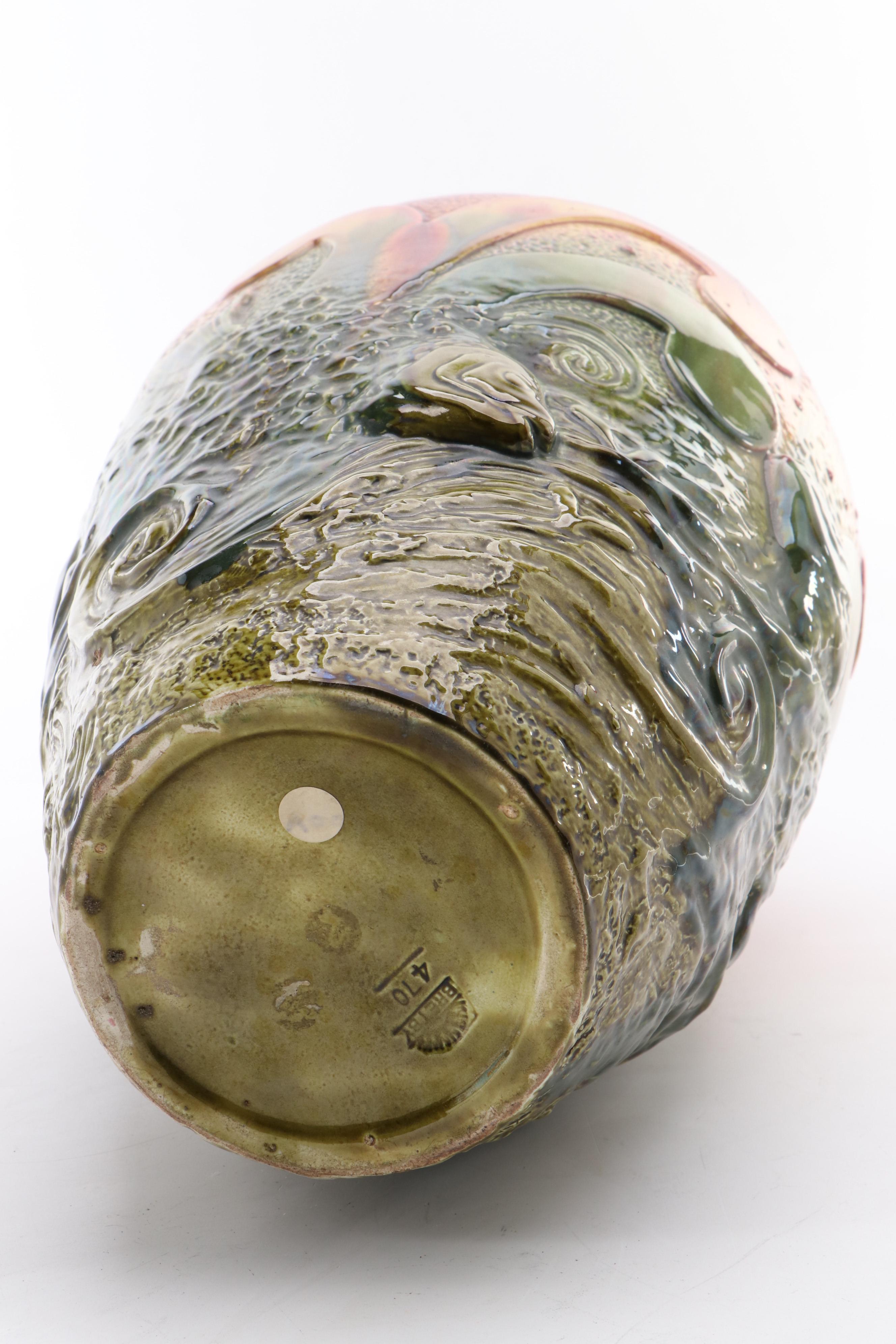 Bretby Pottery Fish and Waves Vase, Late 19th Century