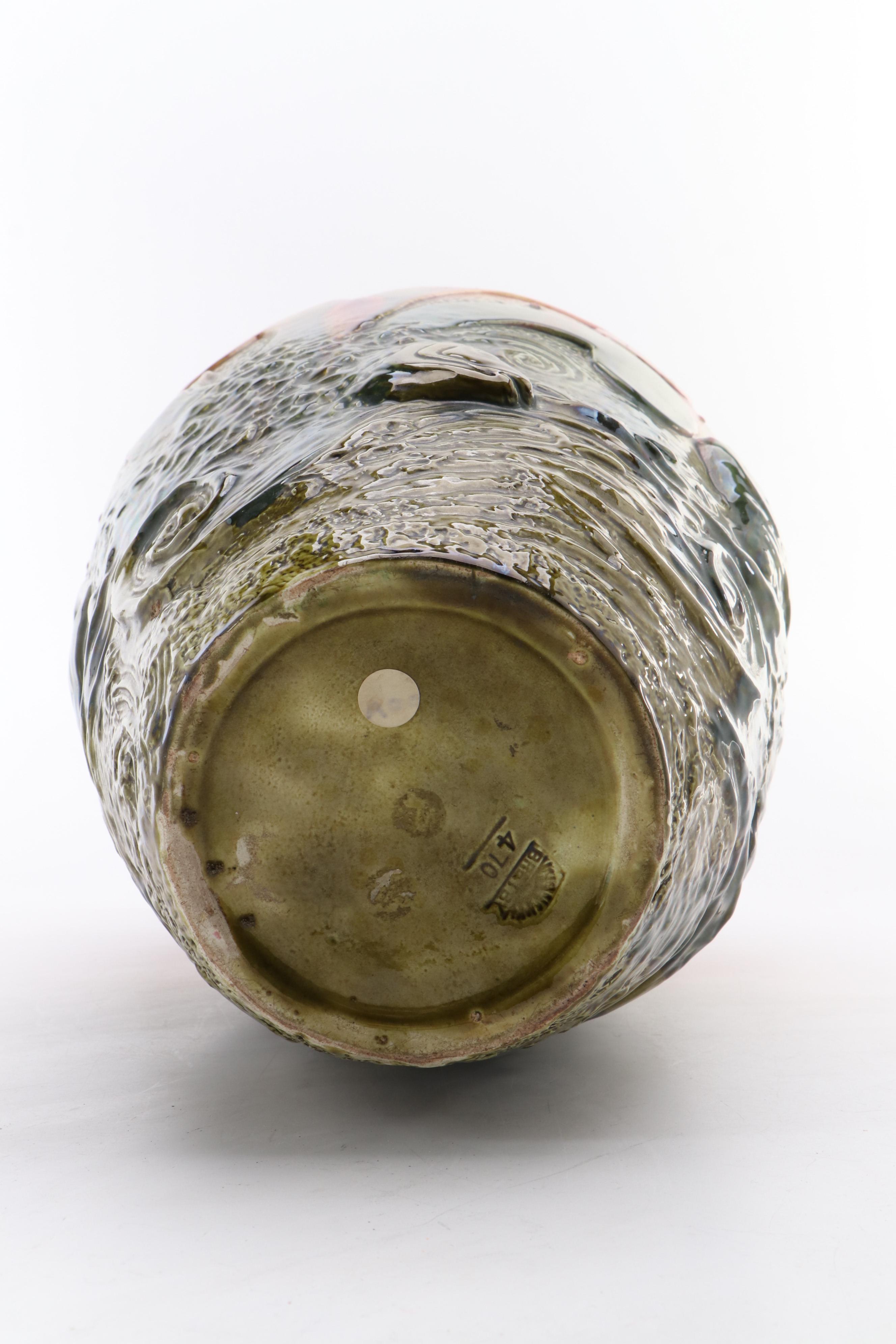 Bretby Pottery Fish and Waves Vase, Late 19th Century