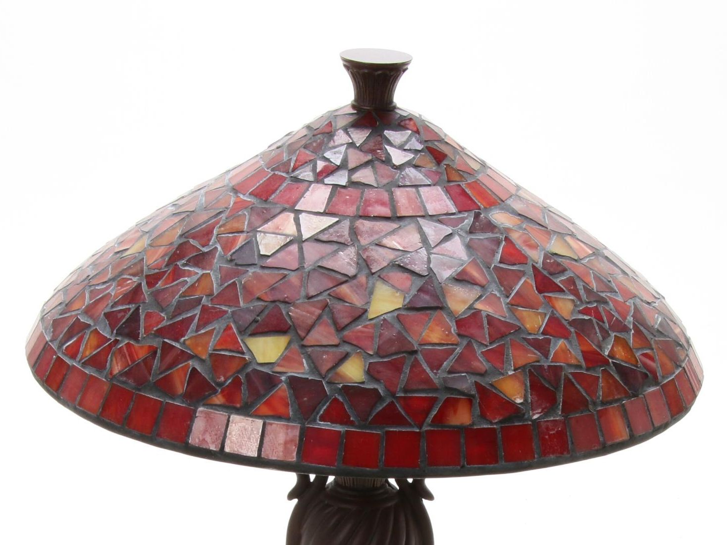Table Lamp with Red Slag Glass Shade, Contemporary
