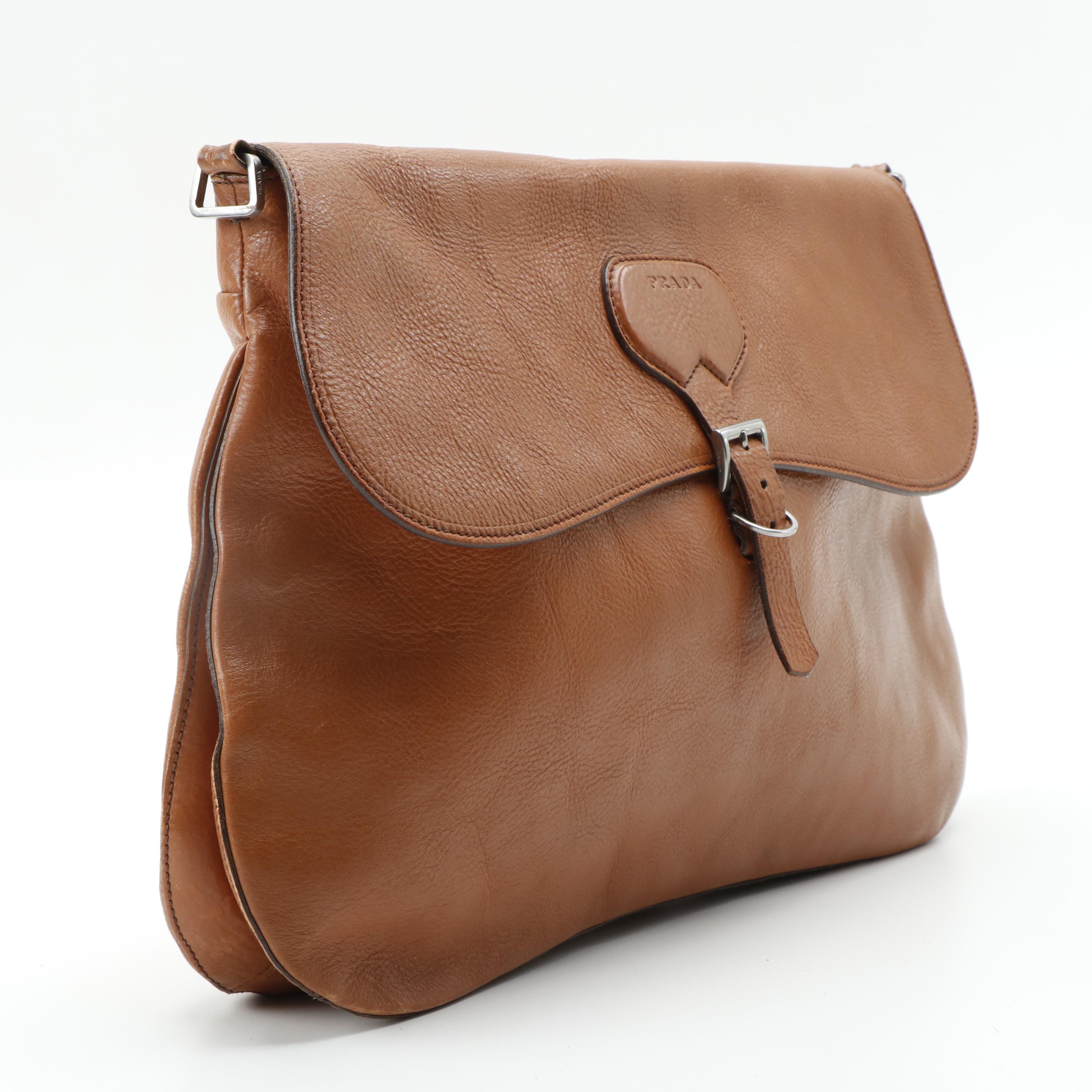 Prada Cervo Leather Saddle Bag Without Shoulder Strap