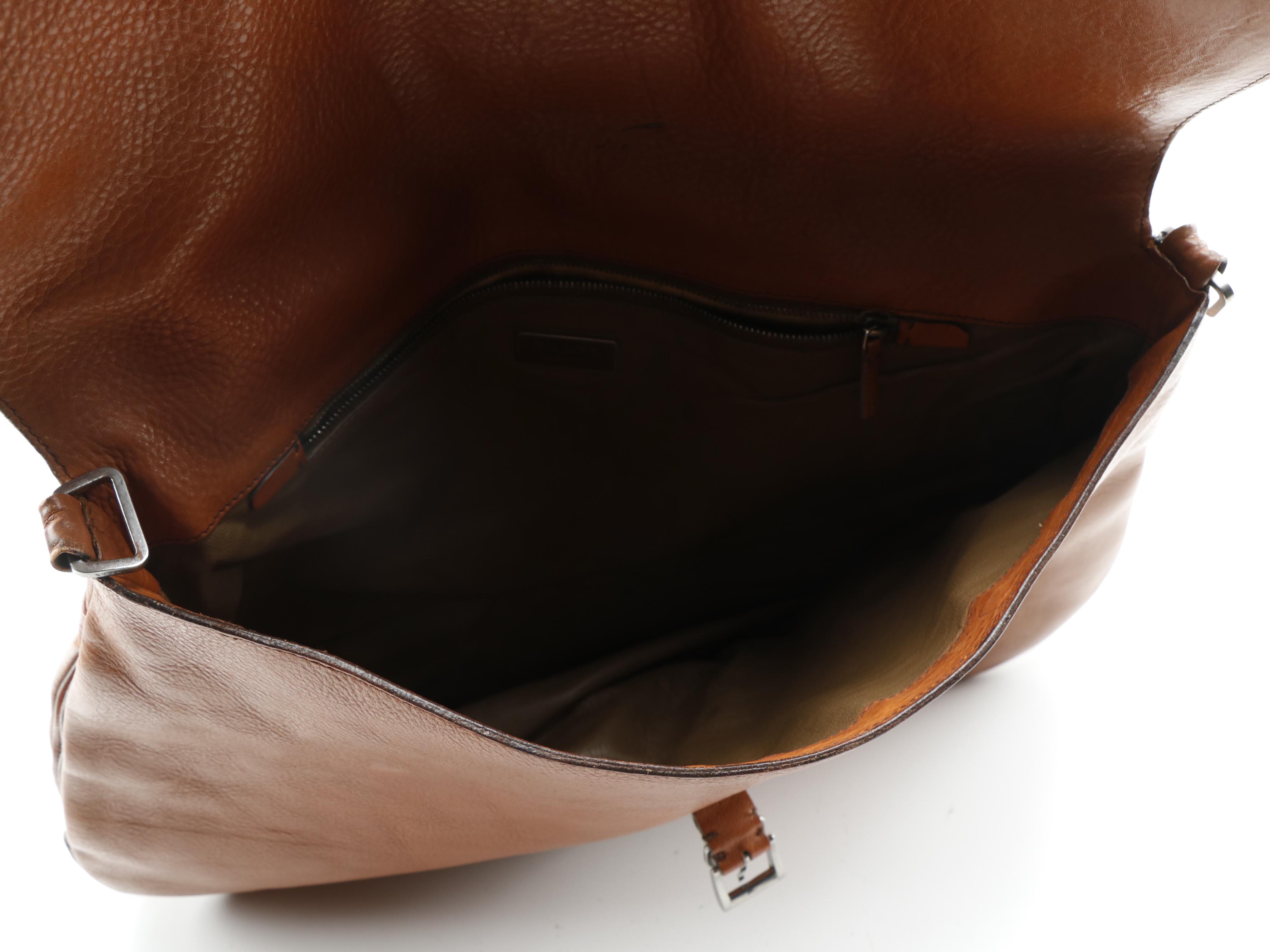 Prada Cervo Leather Saddle Bag Without Shoulder Strap