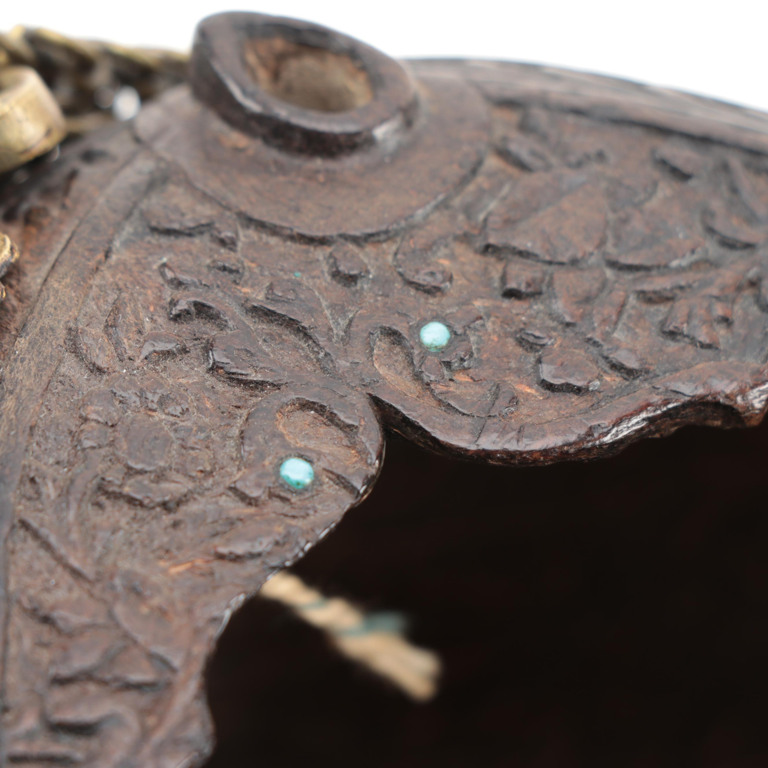 Qajar Carved Coco-de-Mer Sufi Kashkul Beggars Bowl, 19th Century