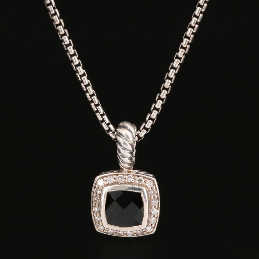 David Yurman "Petit Albion" Sterling Black Onyx and Diamond Necklace