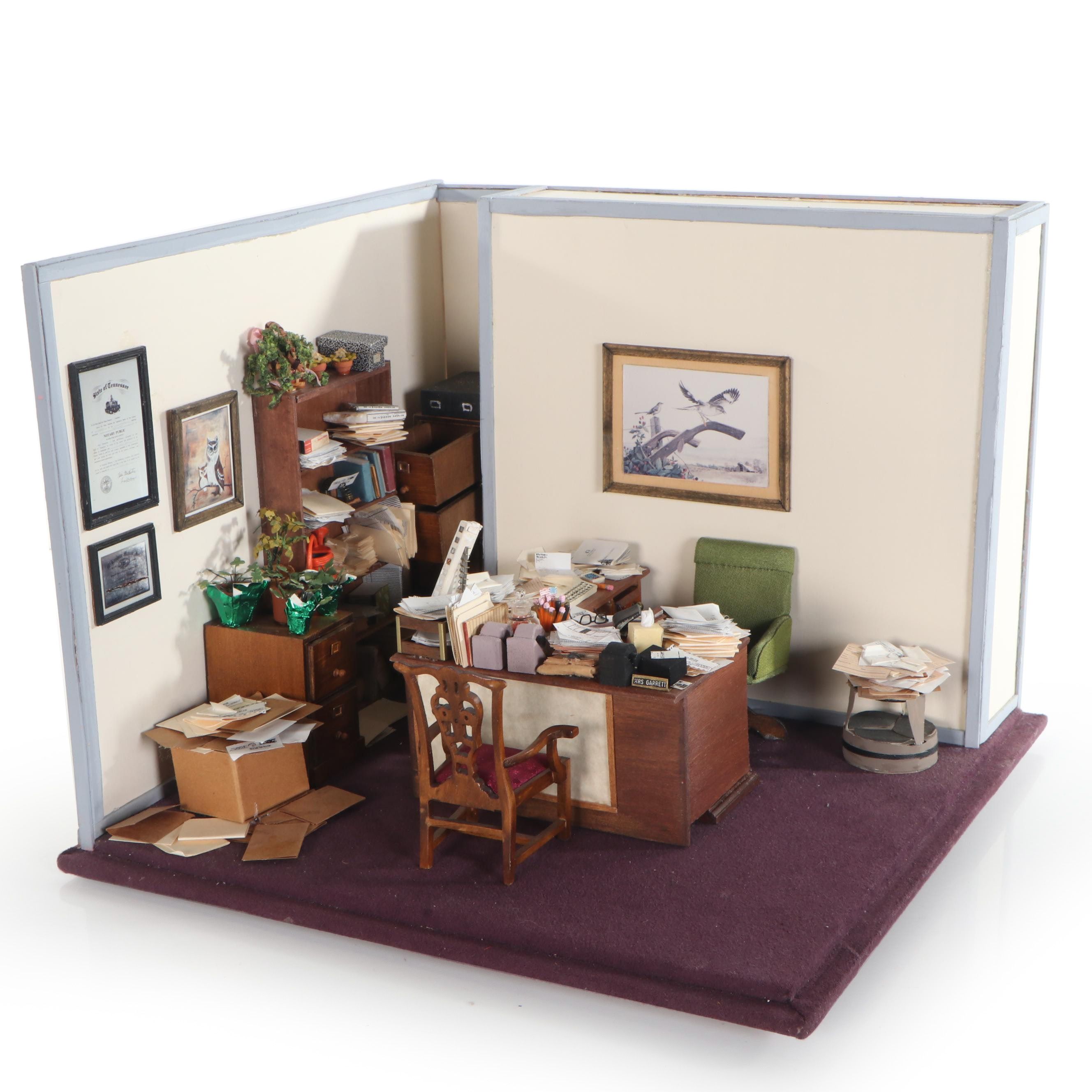 Miniature Office Diorama Featuring Furniture and Accessories, 1992