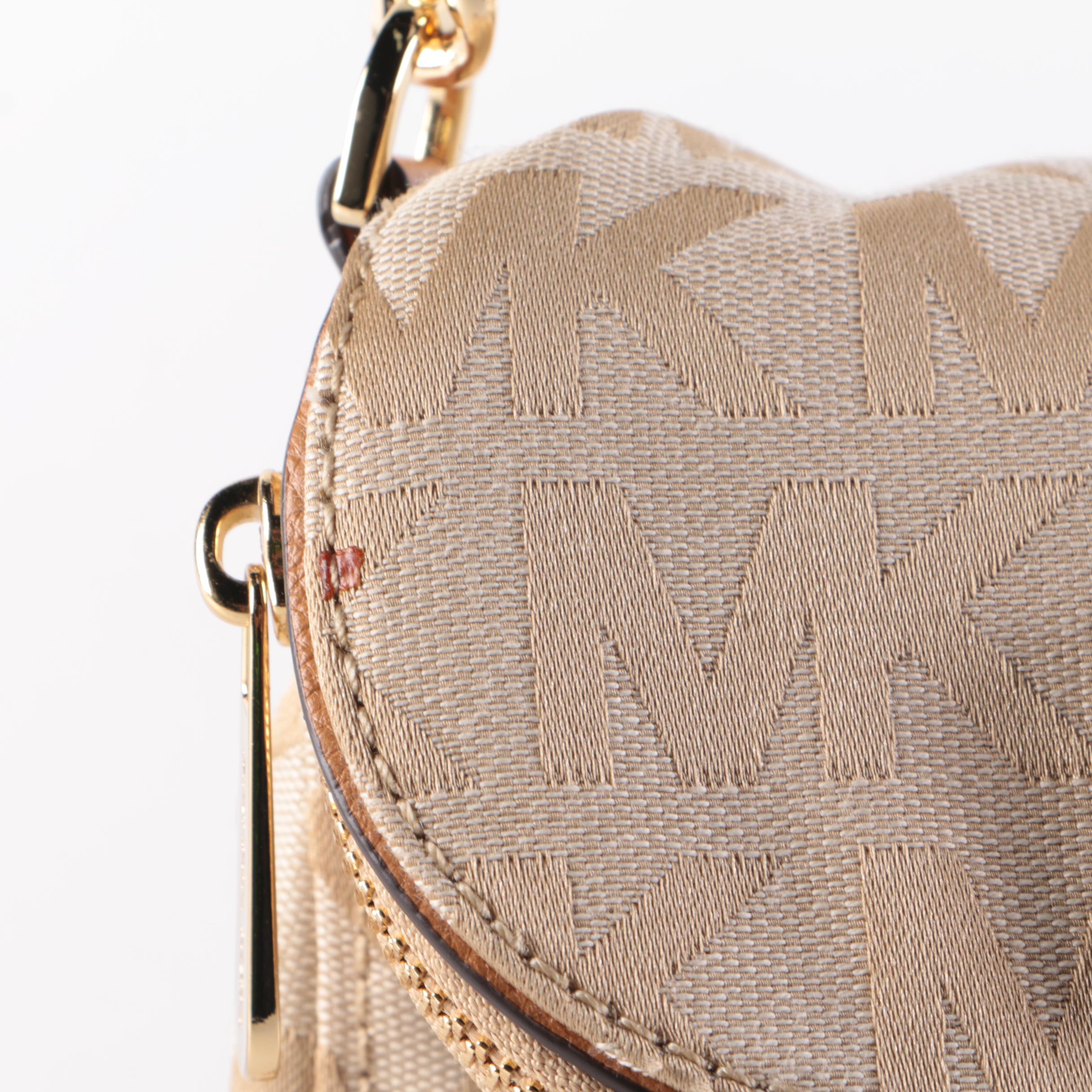 MICHAEL Michael Kors Beige Fabric Crossbody Bag with Leather Chain Link Strap