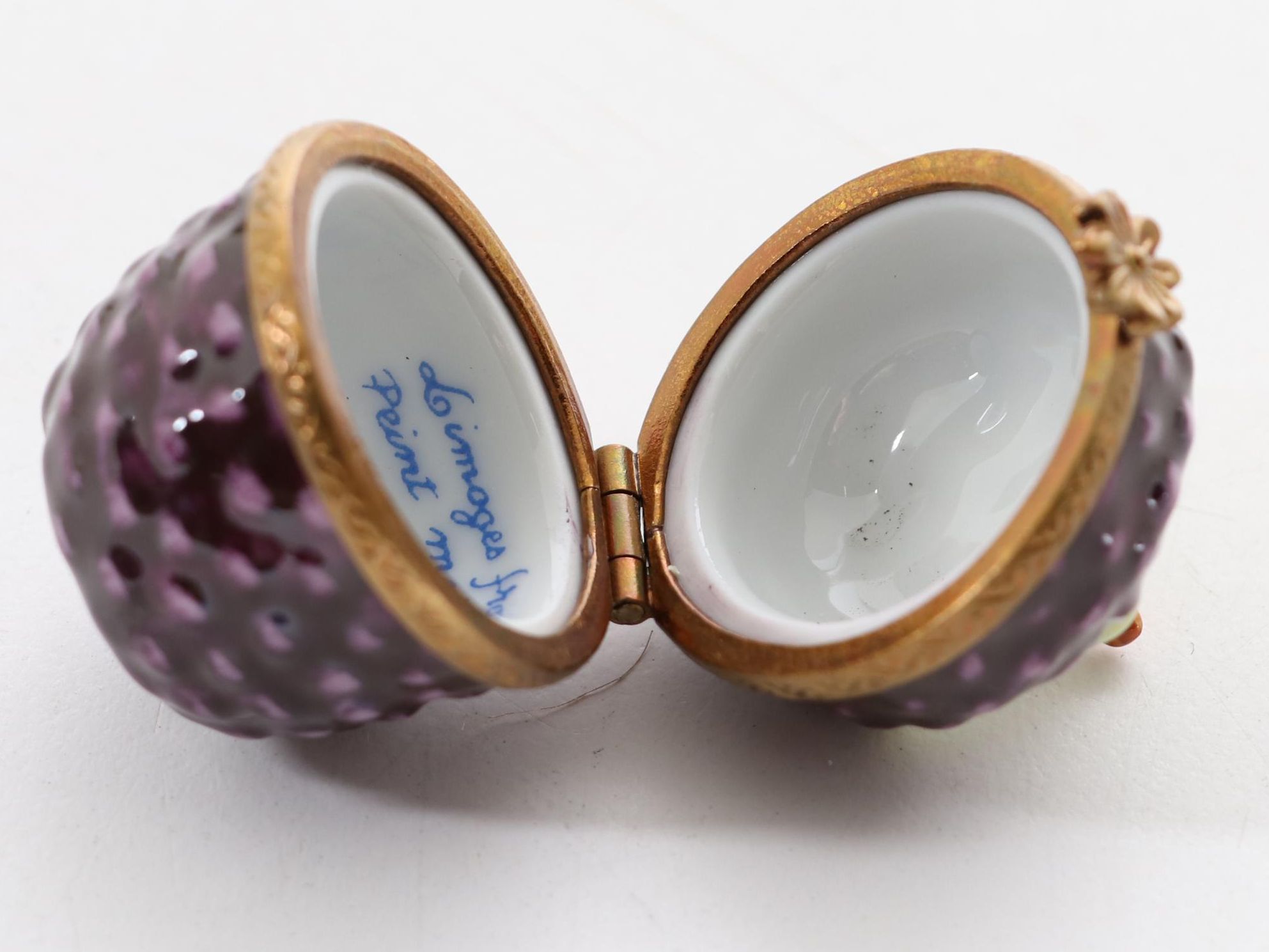 Hand-Painted Blackberry Limoges Porcelain Snuff Box with Other Decorative Boxes