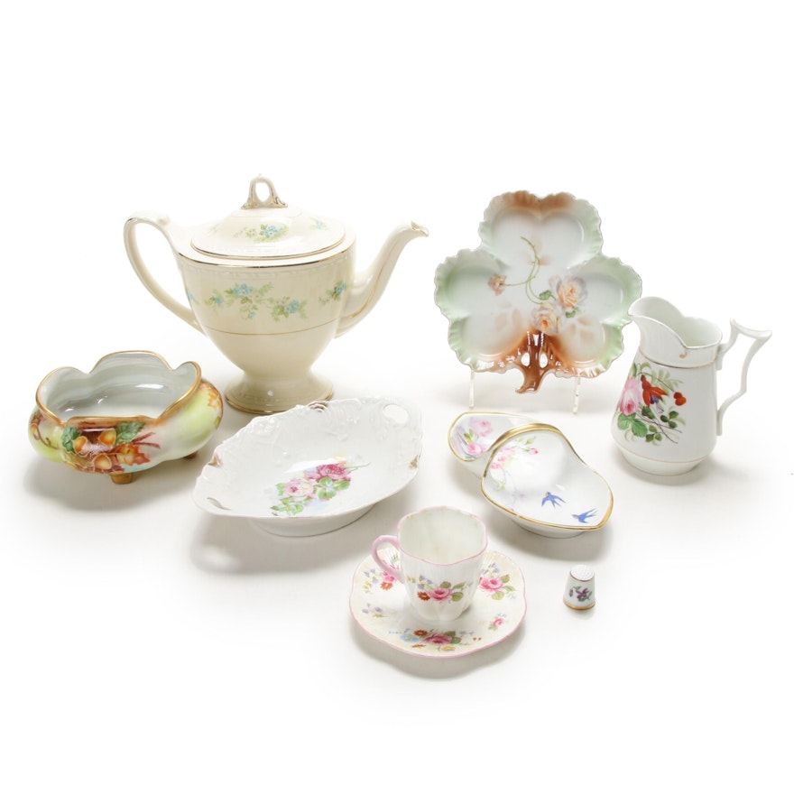 Homer Laughlin "Georgian" Teapot and Other Porcelain Table Accessories