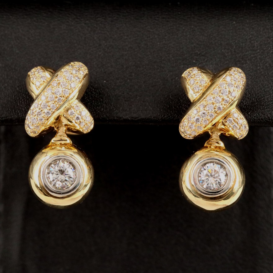 Hyde Park 18K 1.78 CTW Diamond Crossover Earrings