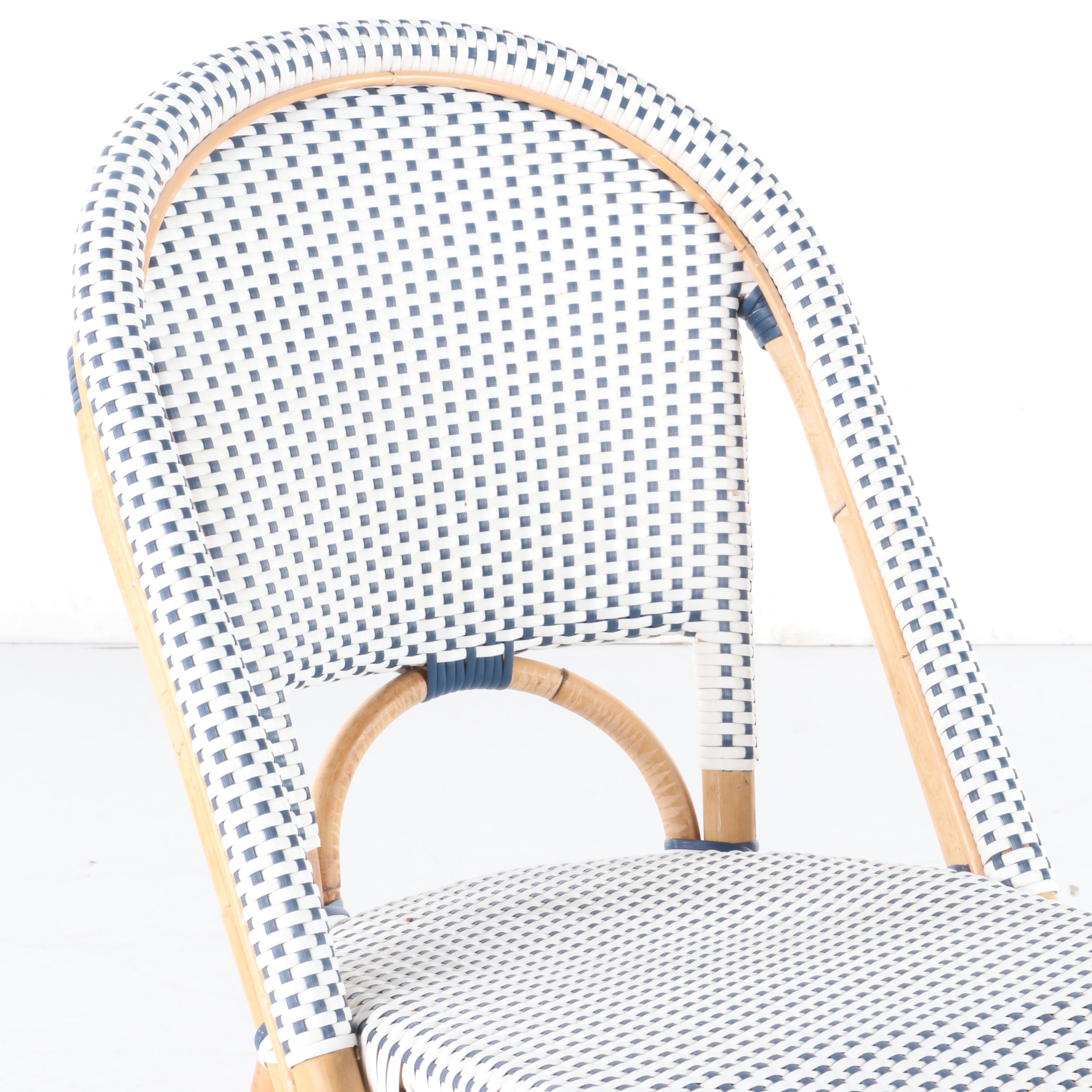 Three Outlook International Bamboo and Resin Wicker Counter-Height Bar Stools