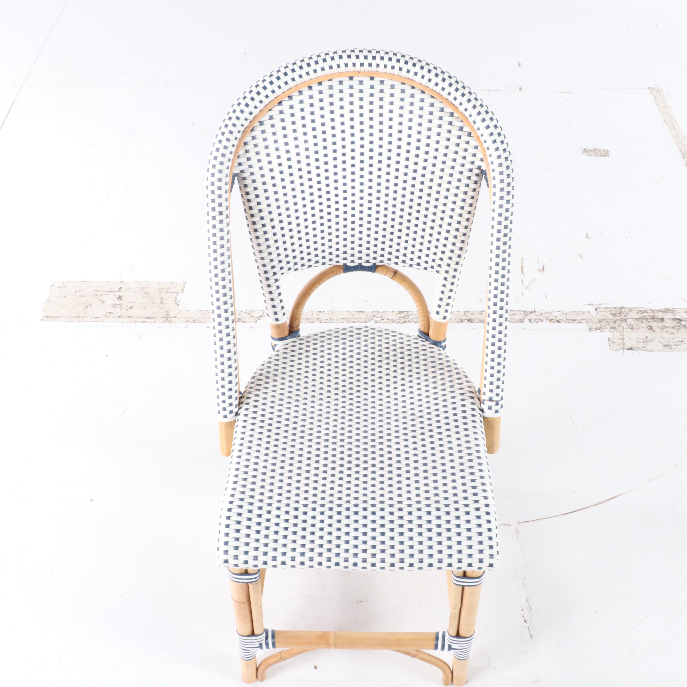 Three Outlook International Bamboo and Resin Wicker Counter-Height Bar Stools