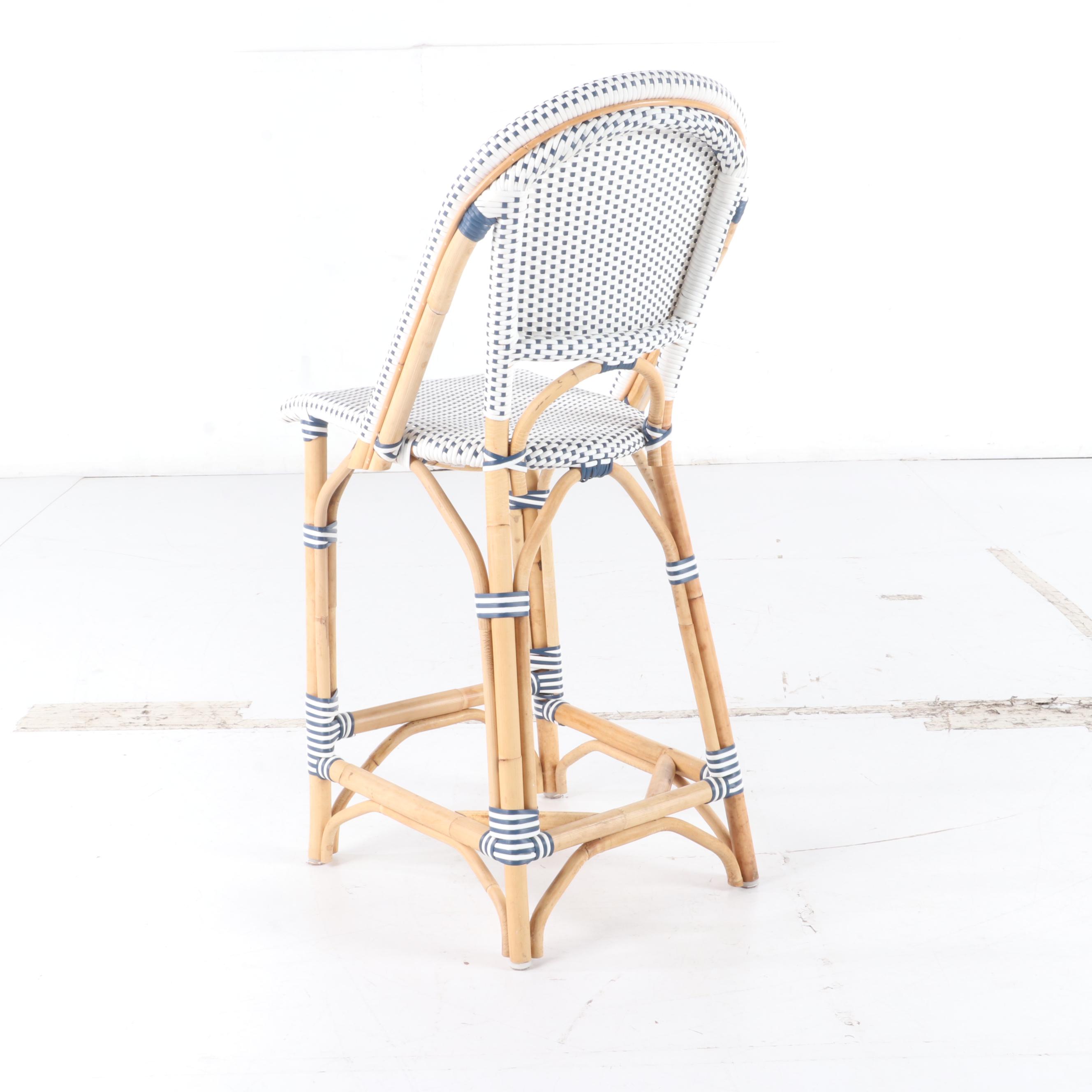 Three Outlook International Bamboo and Resin Wicker Counter-Height Bar Stools