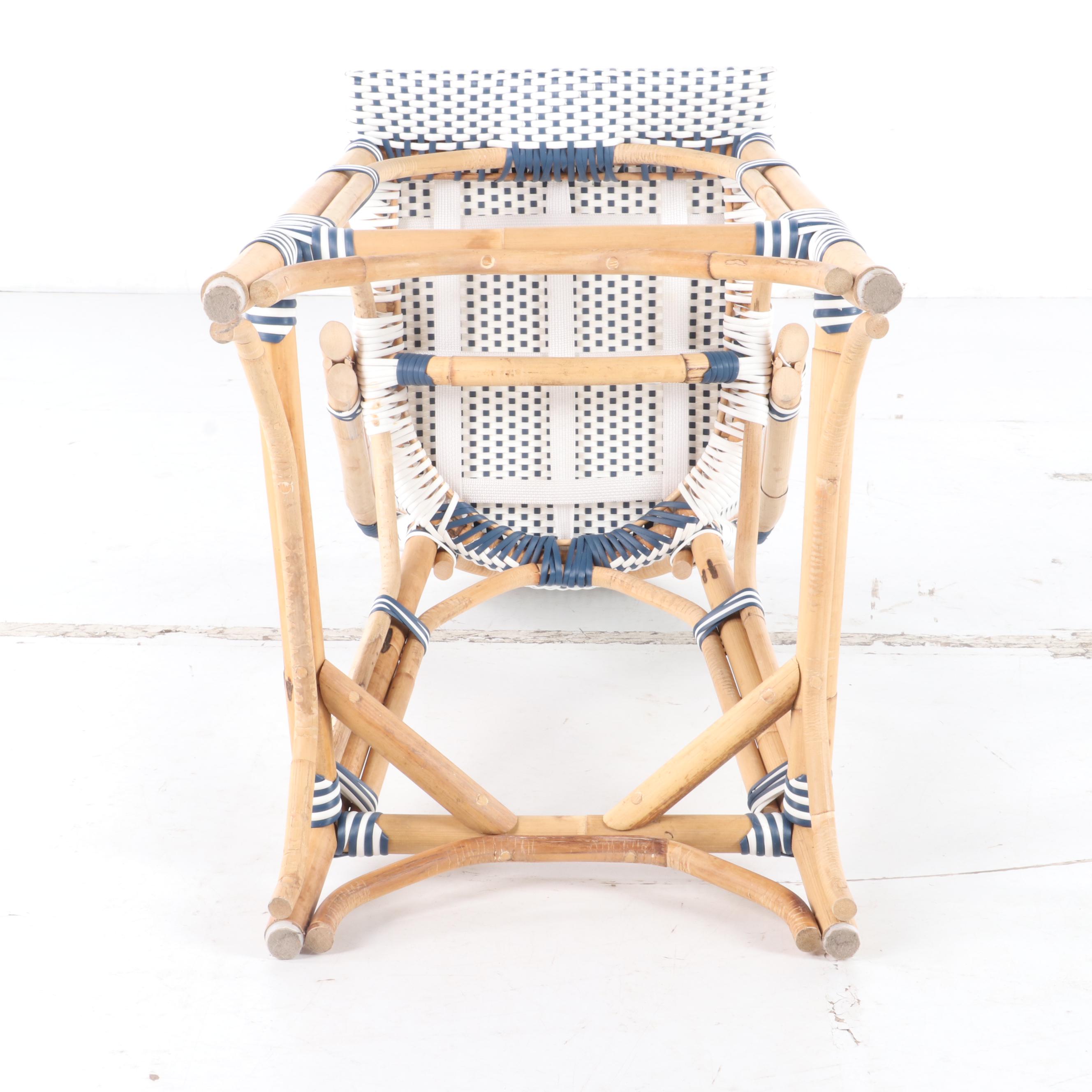 Three Outlook International Bamboo and Resin Wicker Counter-Height Bar Stools