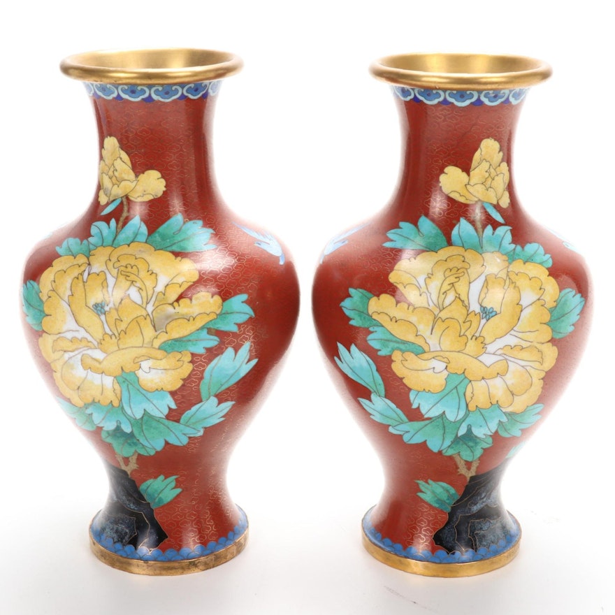 Chinese Cloisonné Vases, Pair