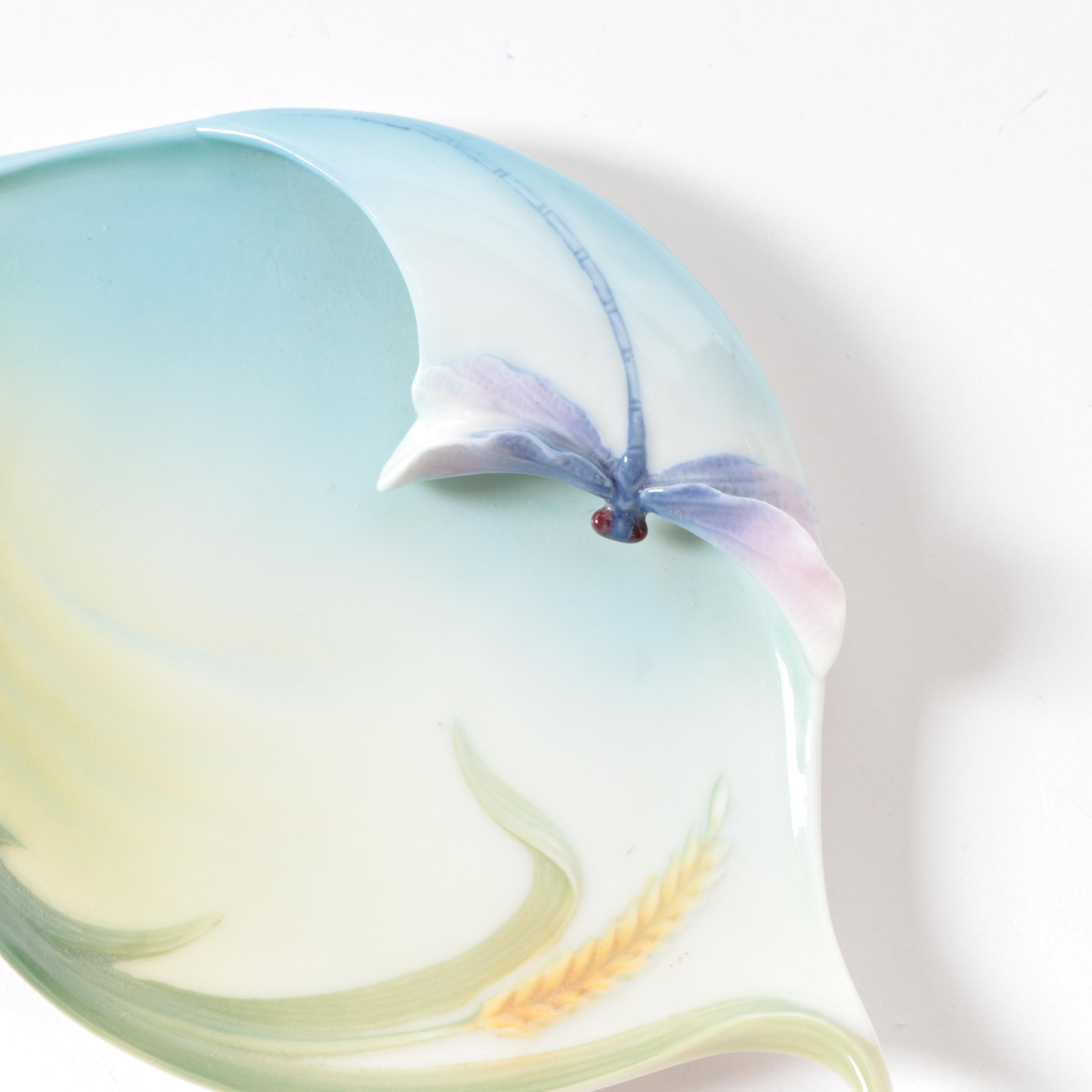 Franz Porcelain Hummingbird Teapot, Teacup Set and Other Tea Bag Rests