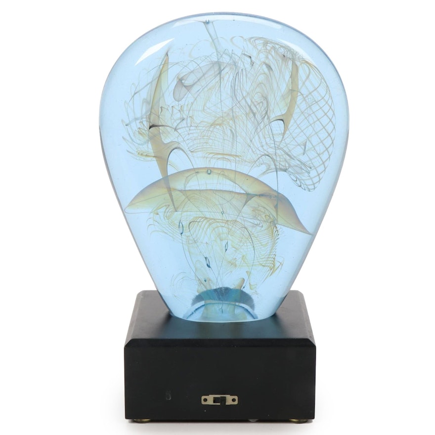 Bill Slade Handblown Art Glass with Illuminating Base, 1990