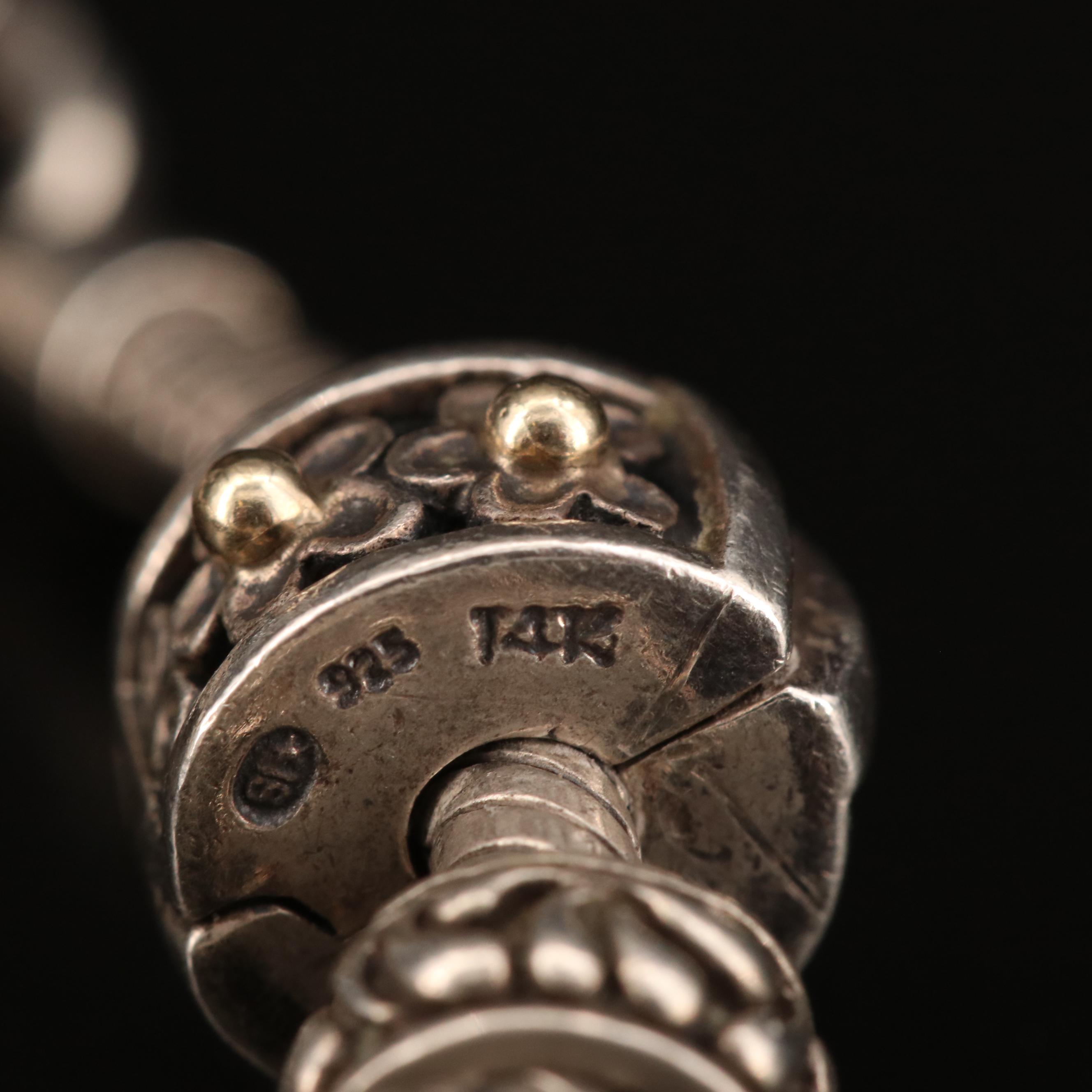 Samuel B Sterling Charm Bracelets with 14K, 18K and Topaz Accents