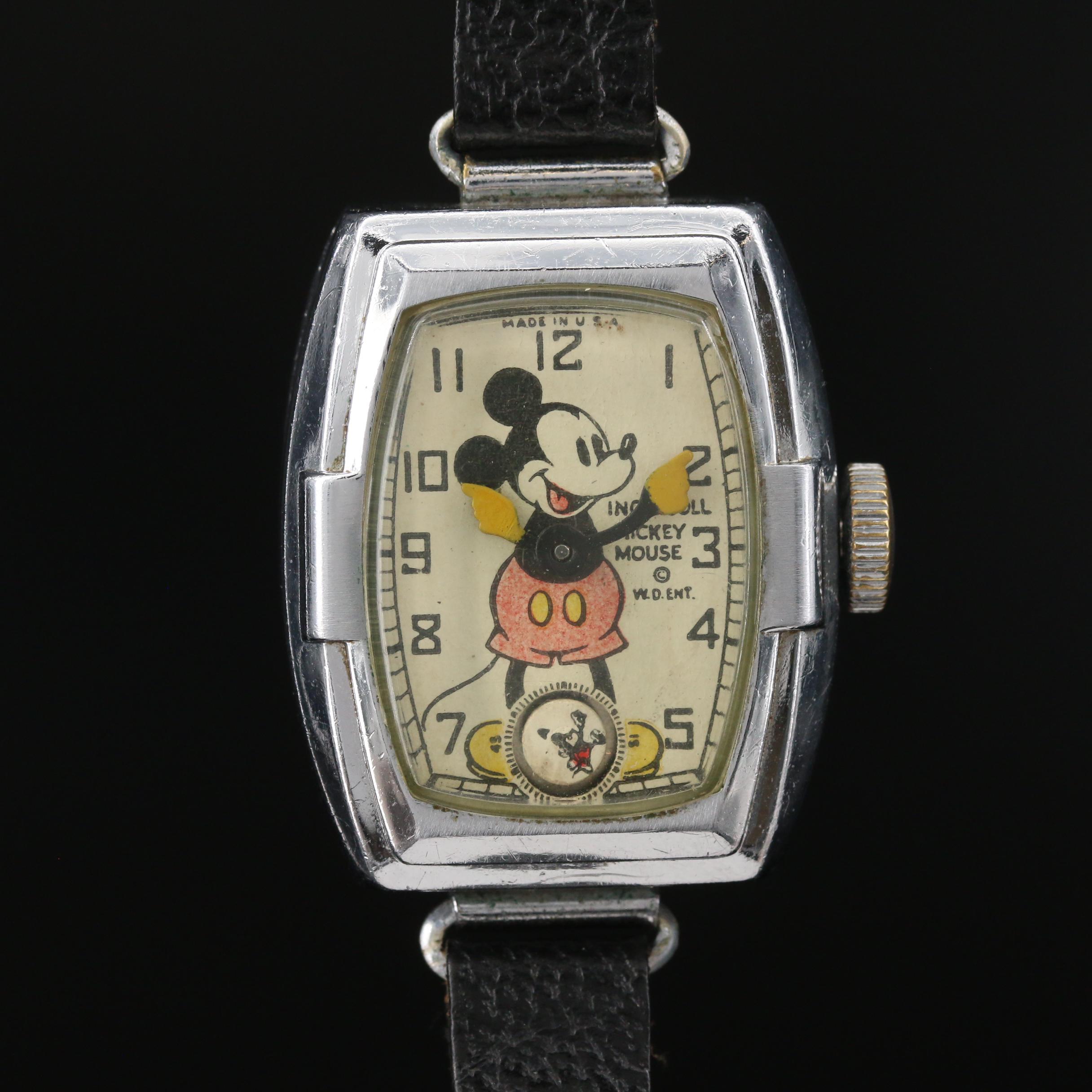 Vintage Ingersoll Mickey Mouse Stem Wind Watch