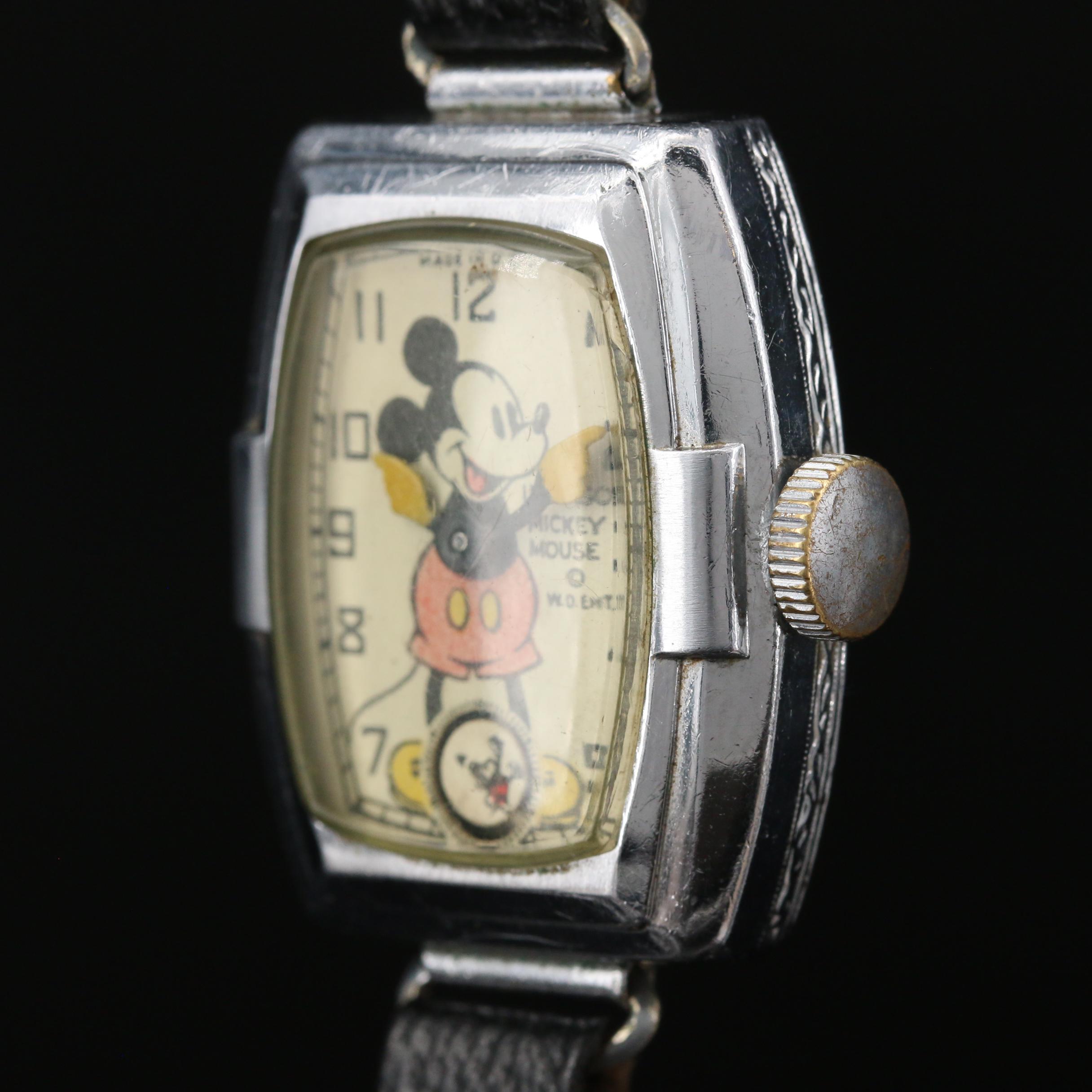 Vintage Ingersoll Mickey Mouse Stem Wind Watch