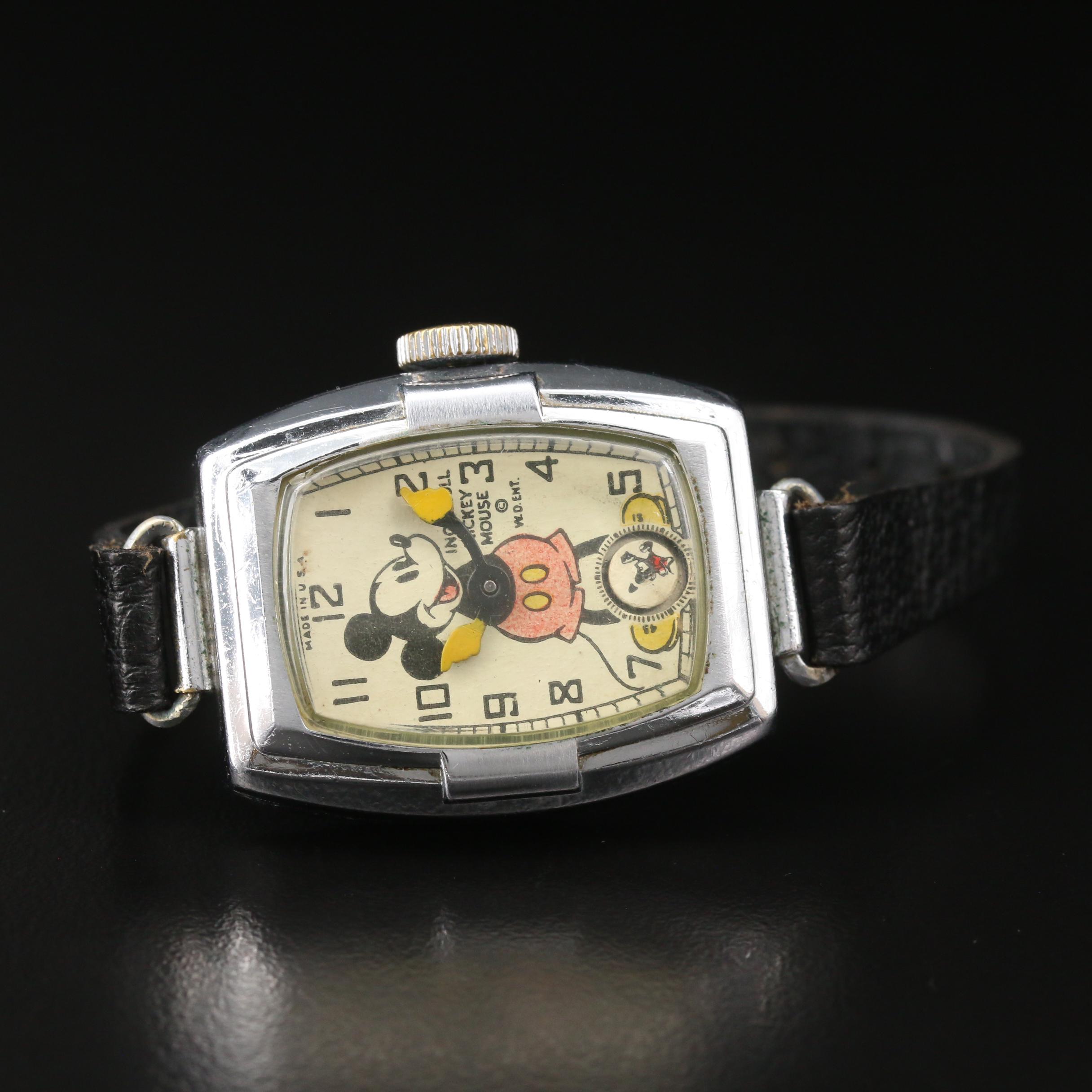 Vintage Ingersoll Mickey Mouse Stem Wind Watch