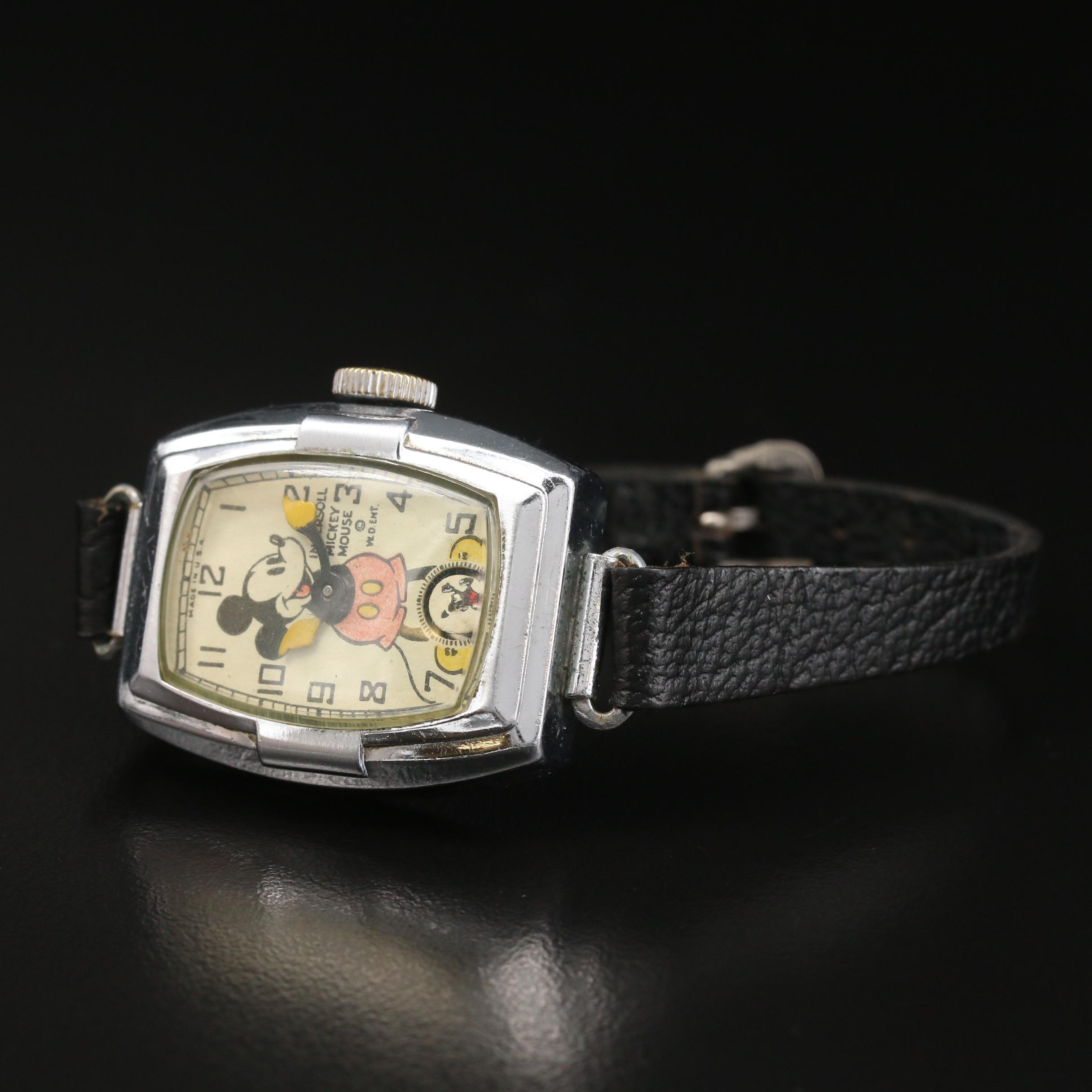 Vintage Ingersoll Mickey Mouse Stem Wind Watch