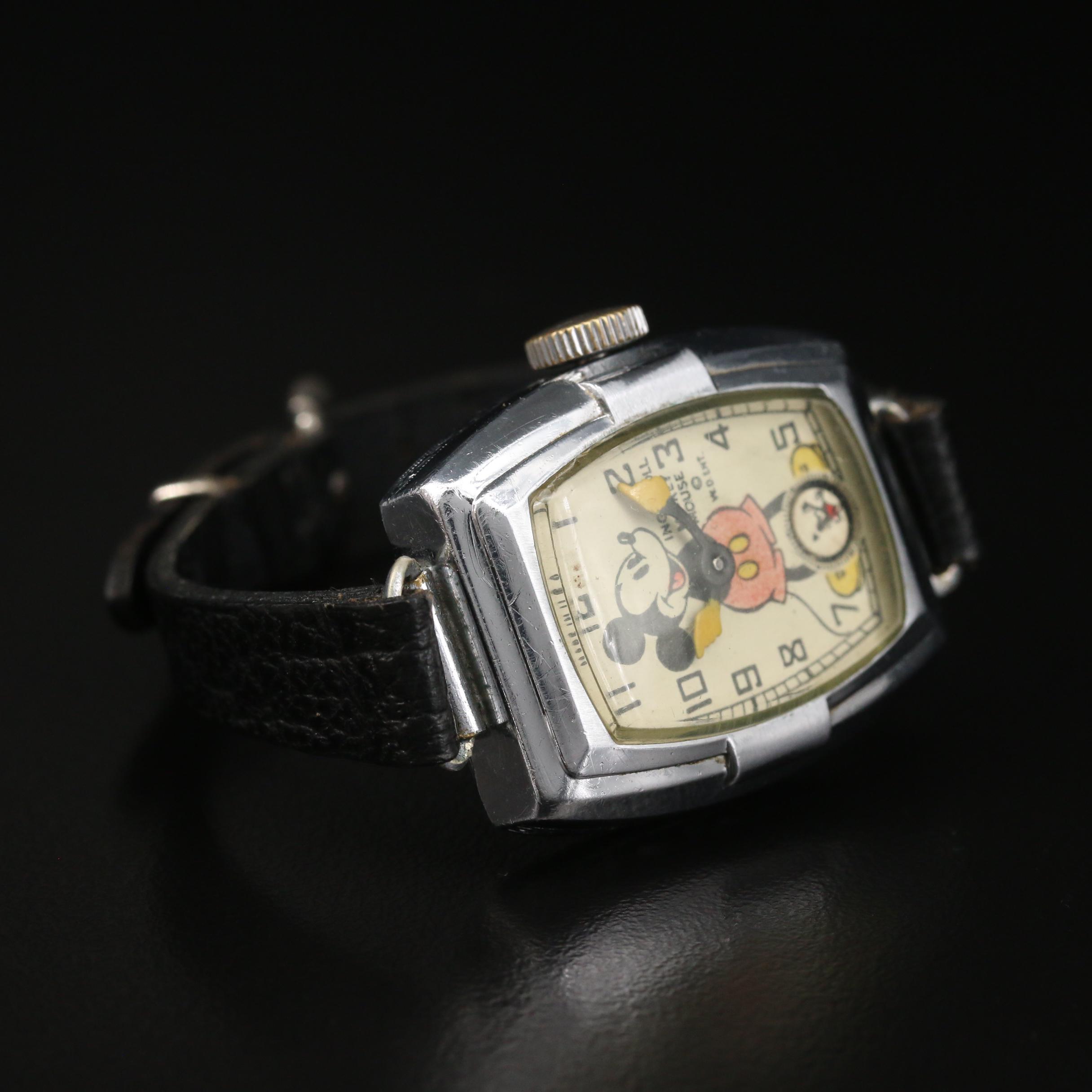 Vintage Ingersoll Mickey Mouse Stem Wind Watch