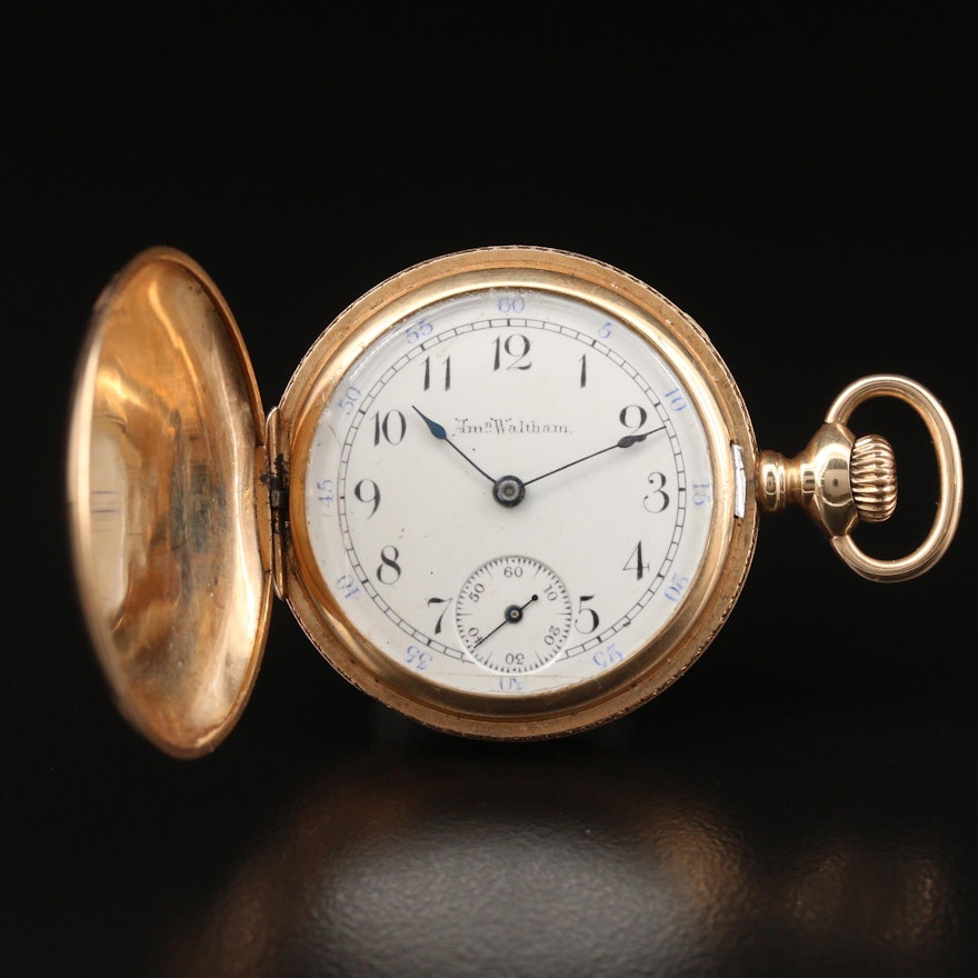14K Gold Waltham 0 Size Pocket Watch, Antique
